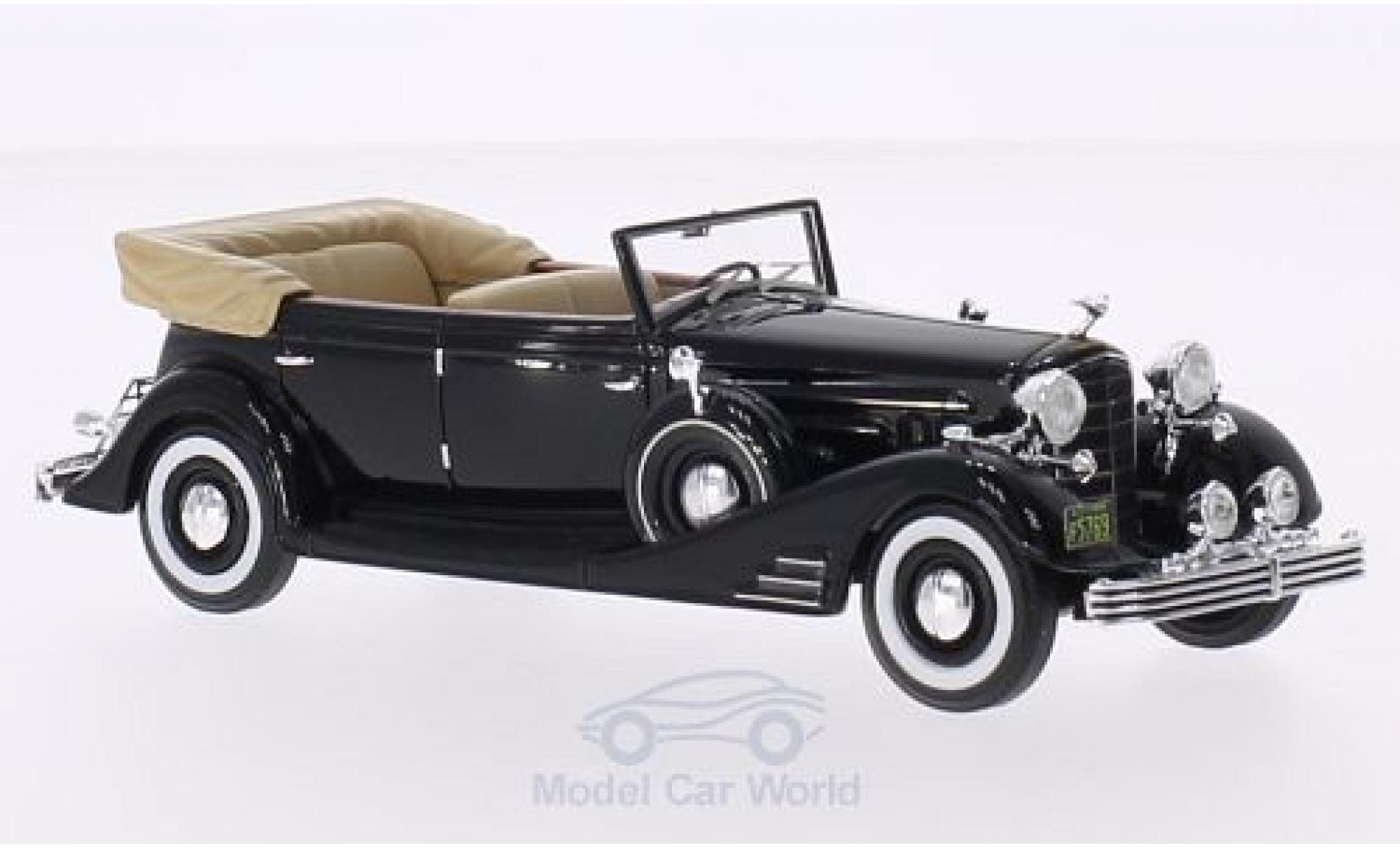 Cadillac Fleetwood 1/43 Neo Allweather Phaeton zwart 1933 Verdeck ge&ouml;ffnet Deluxe modelauto