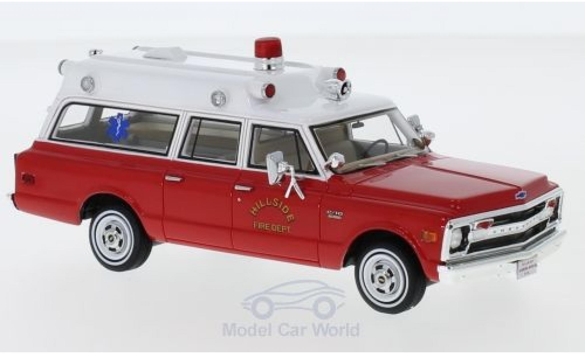 Chevrolet Suburban 1/43 Neo Ambulance rood/wit Hillside Fire Department 1970 modelauto