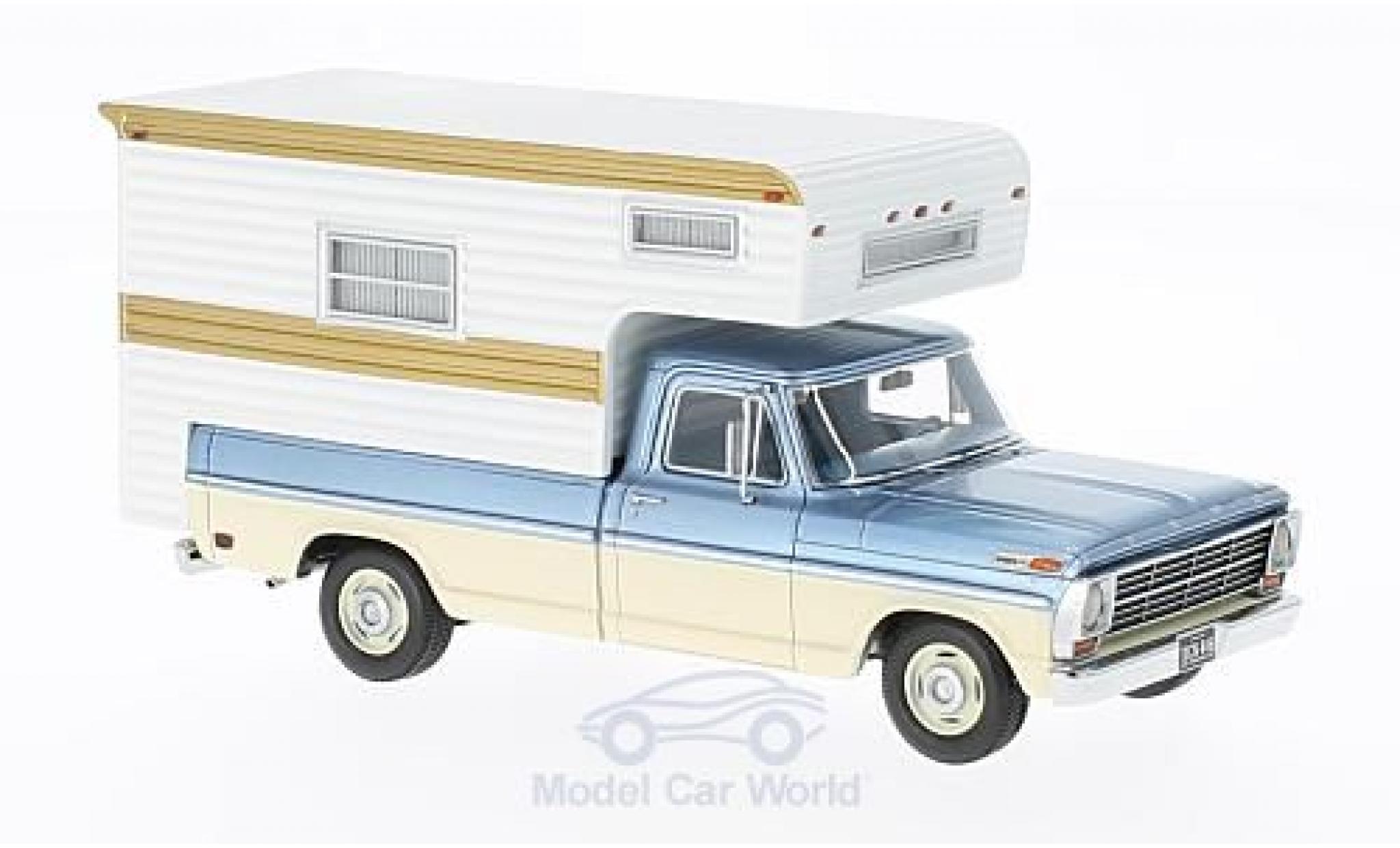 Ford F-1 1/43 Neo 00 metallic blauw/beige 1968 Camper modelauto