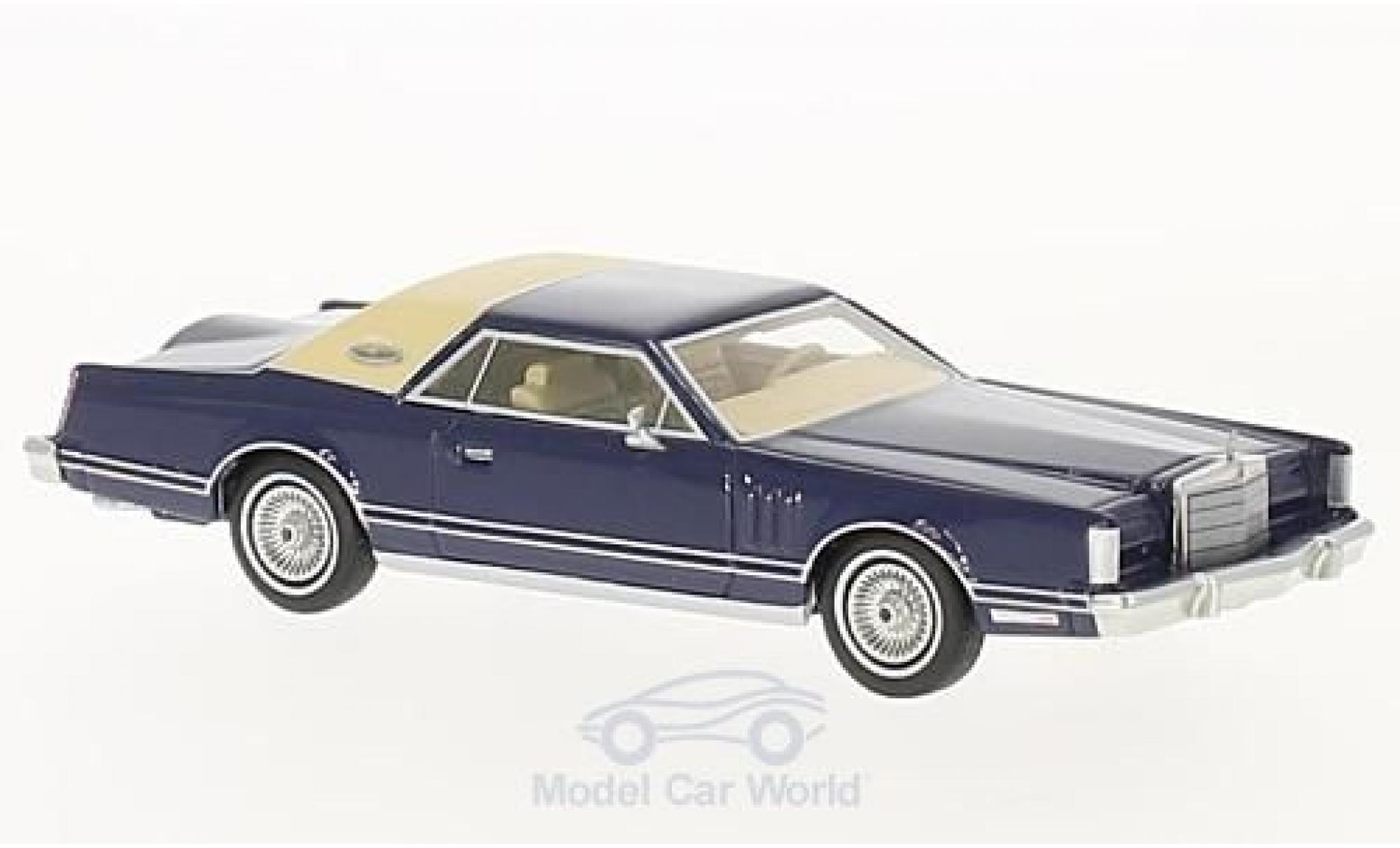 Lincoln Continental 1/64 Neo Mark V blauw/beige 1977 modelauto