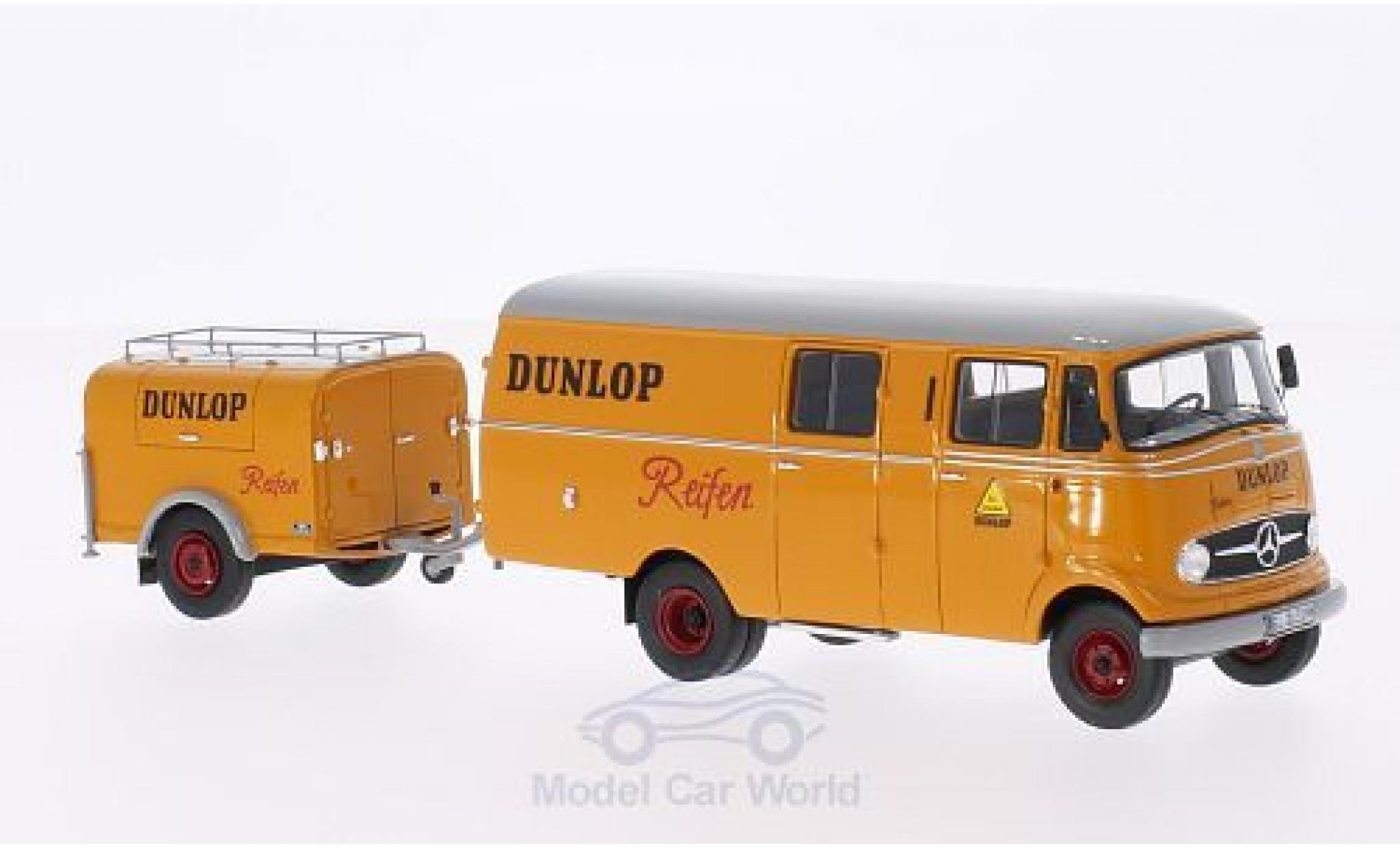Mercedes L319 1/43 Neo Dunlop 1961 mit Ein-Achs-Anh&auml;nger ohne Vitrine modelauto