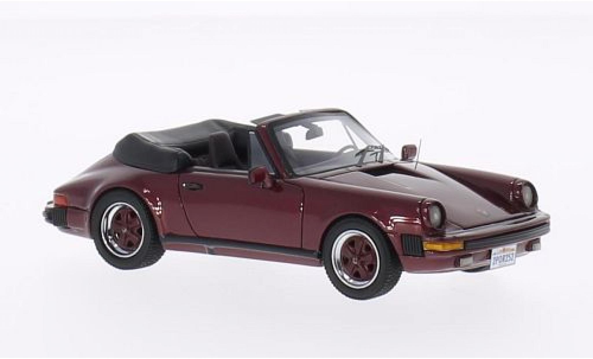 Porsche 930 1/43 Neo 911 Carrera Cabriolet metallic rood 1985 USA-Version modelauto