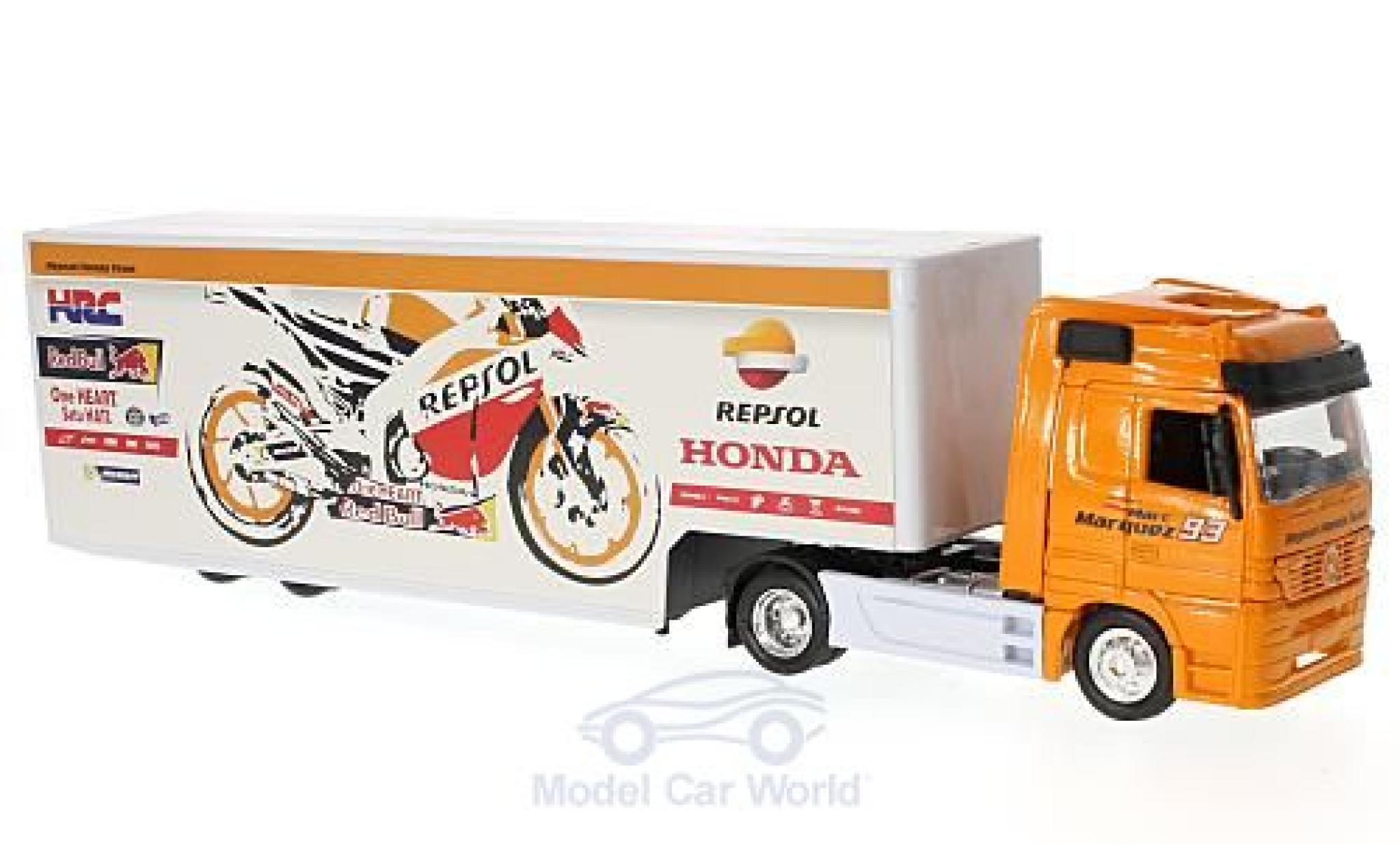 Mercedes Actros 1/43 New Ray Repsol Honda Team mit Kastenauflieger modelauto