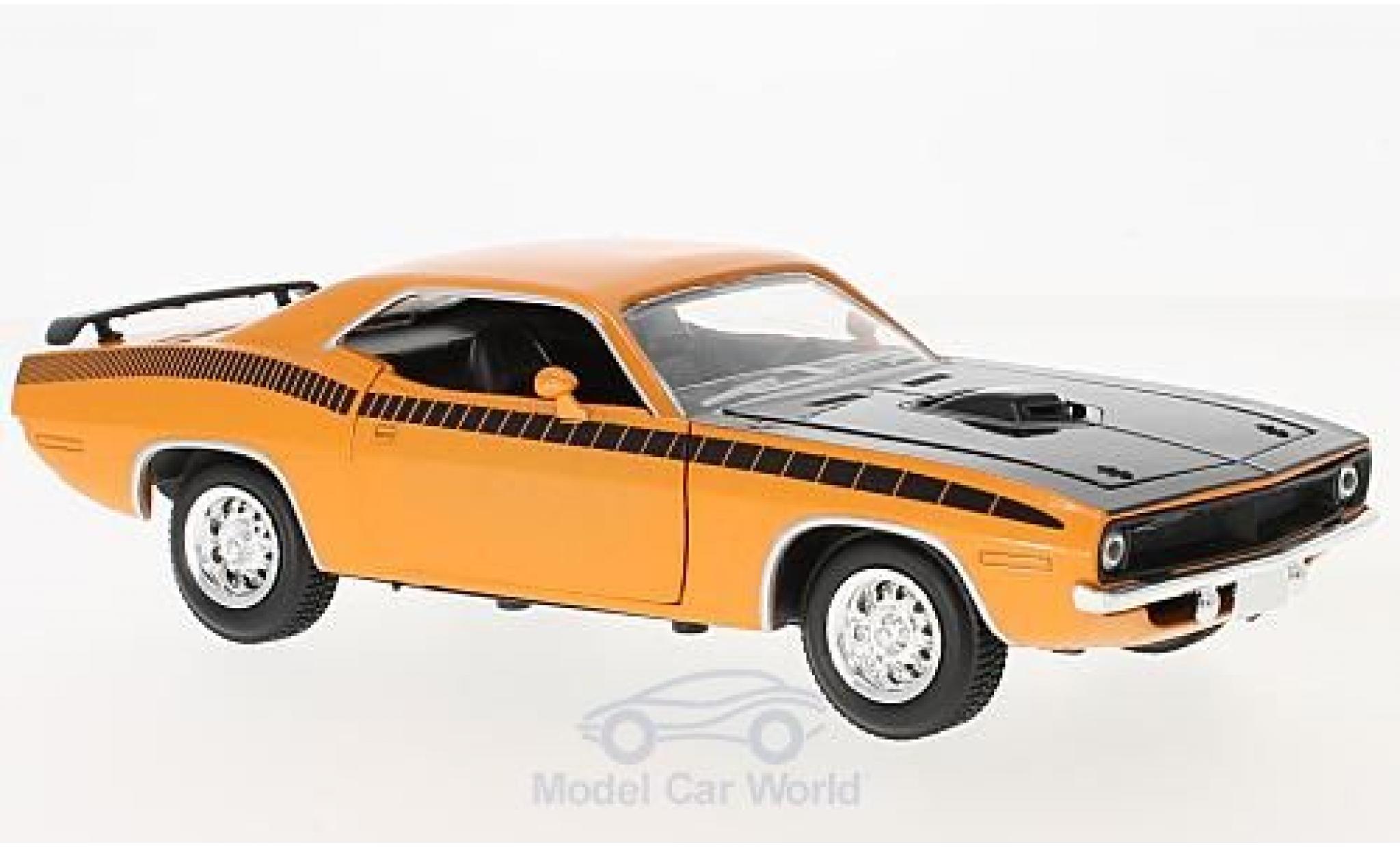 Plymouth Cuda 1/18 New Ray oranje/zwart 1970 modelauto