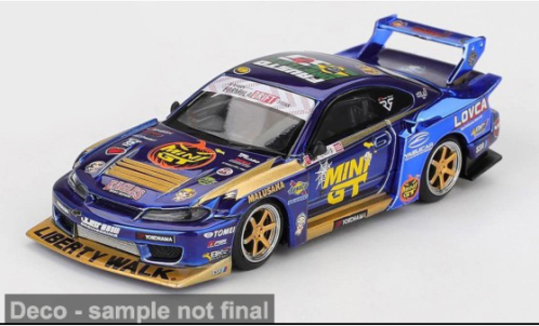 Nissan Silvia 1/64 Mini GT S15 LB-Super Silhouette Formula Drift 2025 Team Liberty Walk #555 1:64 modelauto