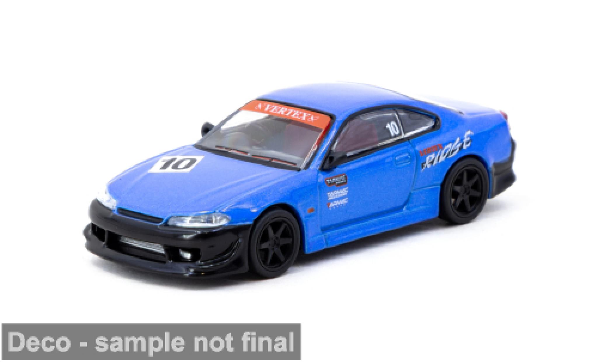 Nissan Silvia 1/64 Tarmac Works (S15) VERTEX ( 10th Anniversary) blauw/zwart 1:64 modelauto