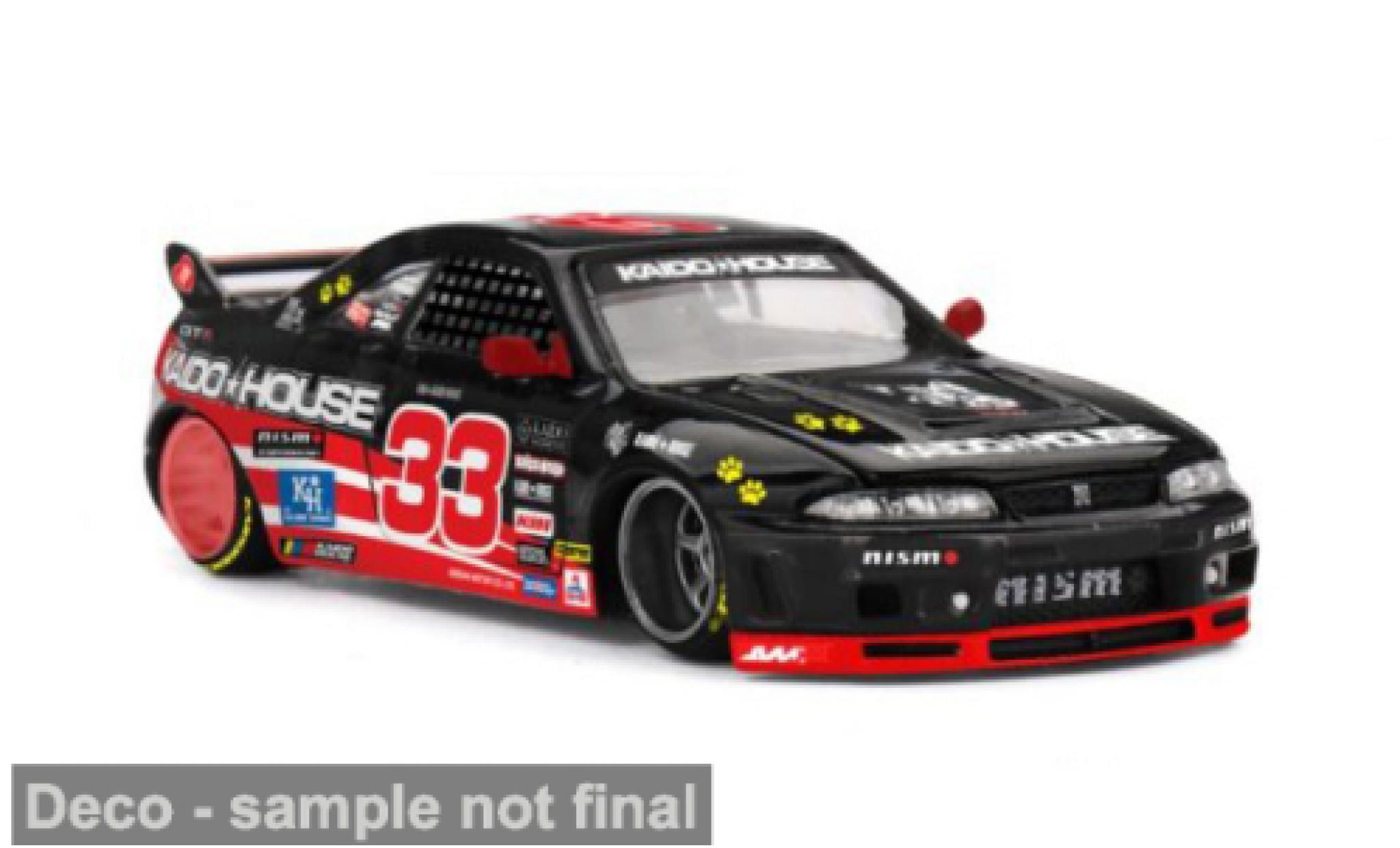 Nissan Skyline 1/64 Mini GT GT-R (R33) zwart/rood 1995 1:64 modelauto
