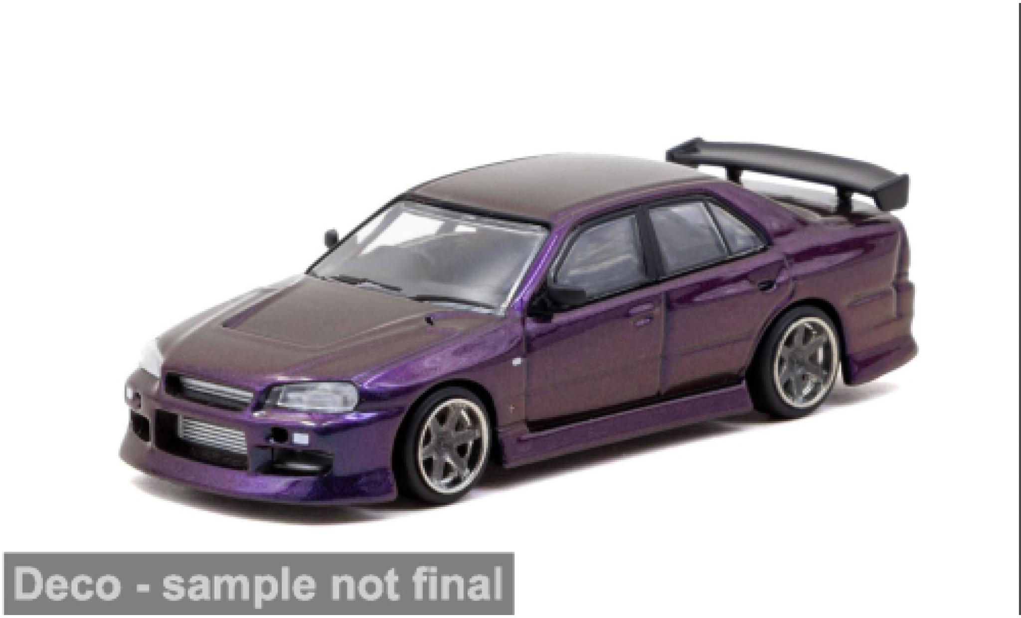 Nissan Skyline 1/64 Tarmac Works GTR (R34) paars 2025 1:64 modelauto
