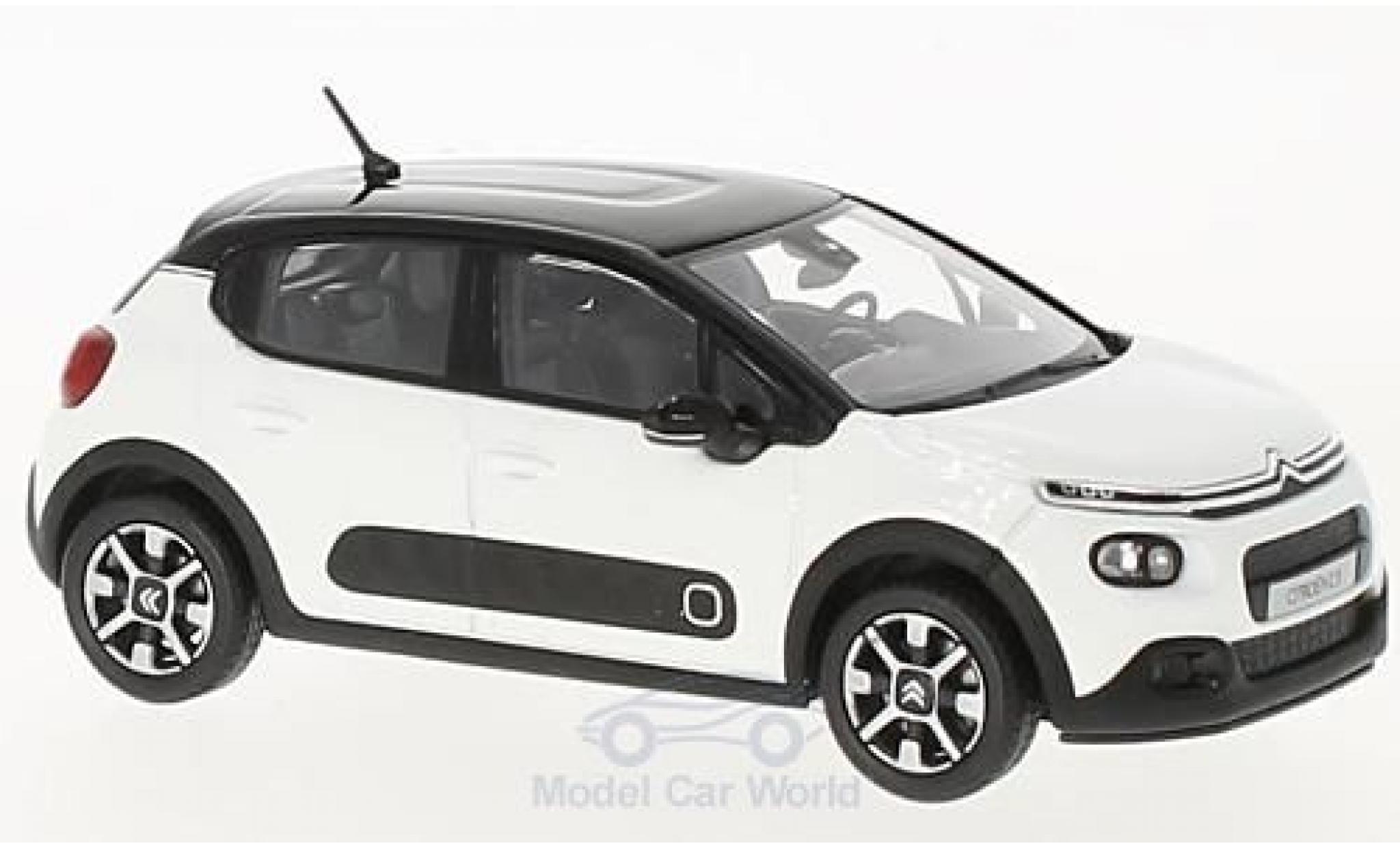 Citroen C3 1/43 Norev wit/zwart 2016 modelauto
