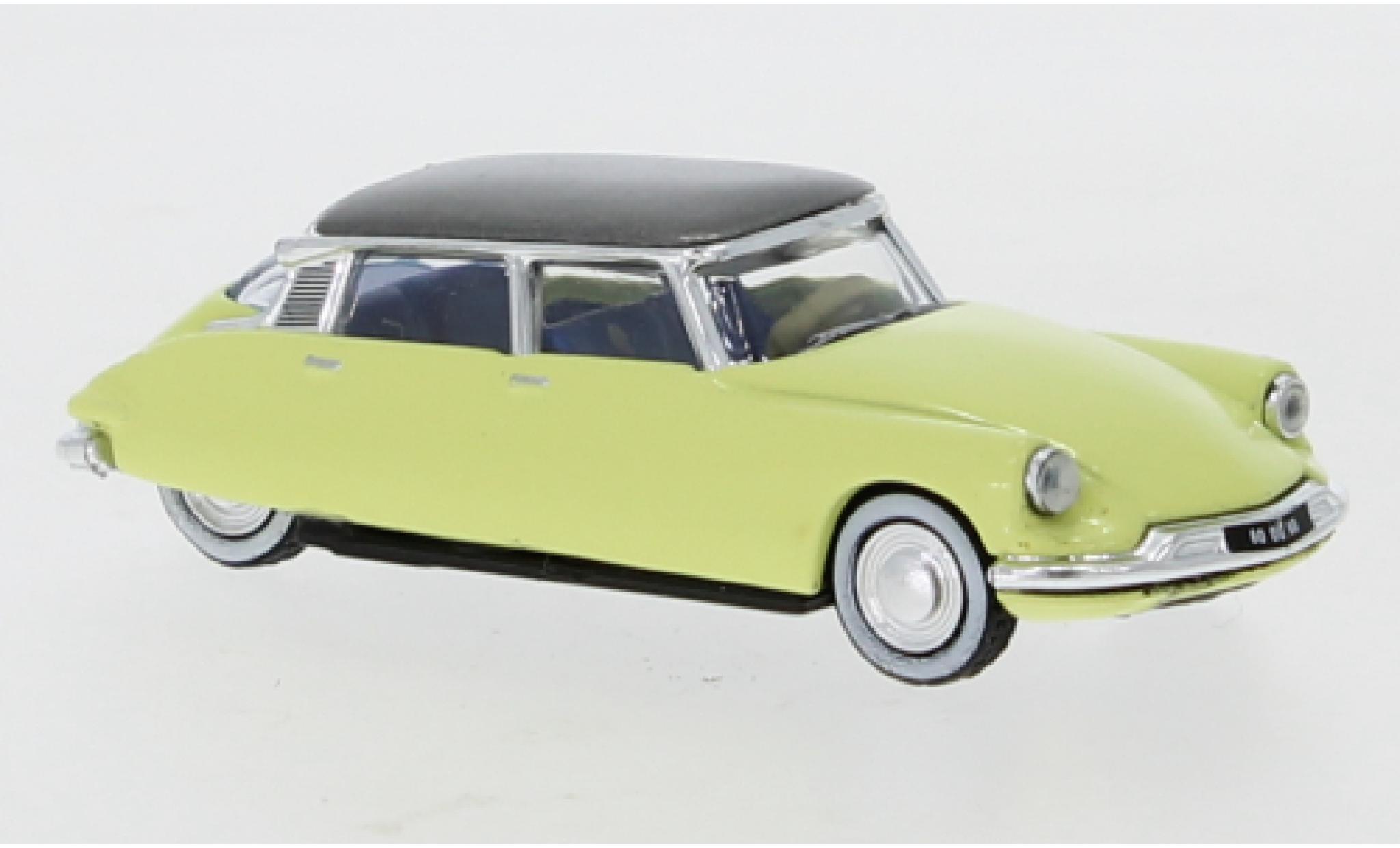 Citroen DS 1/87 Norev 19 geel/metallic grijs 1958 modelauto