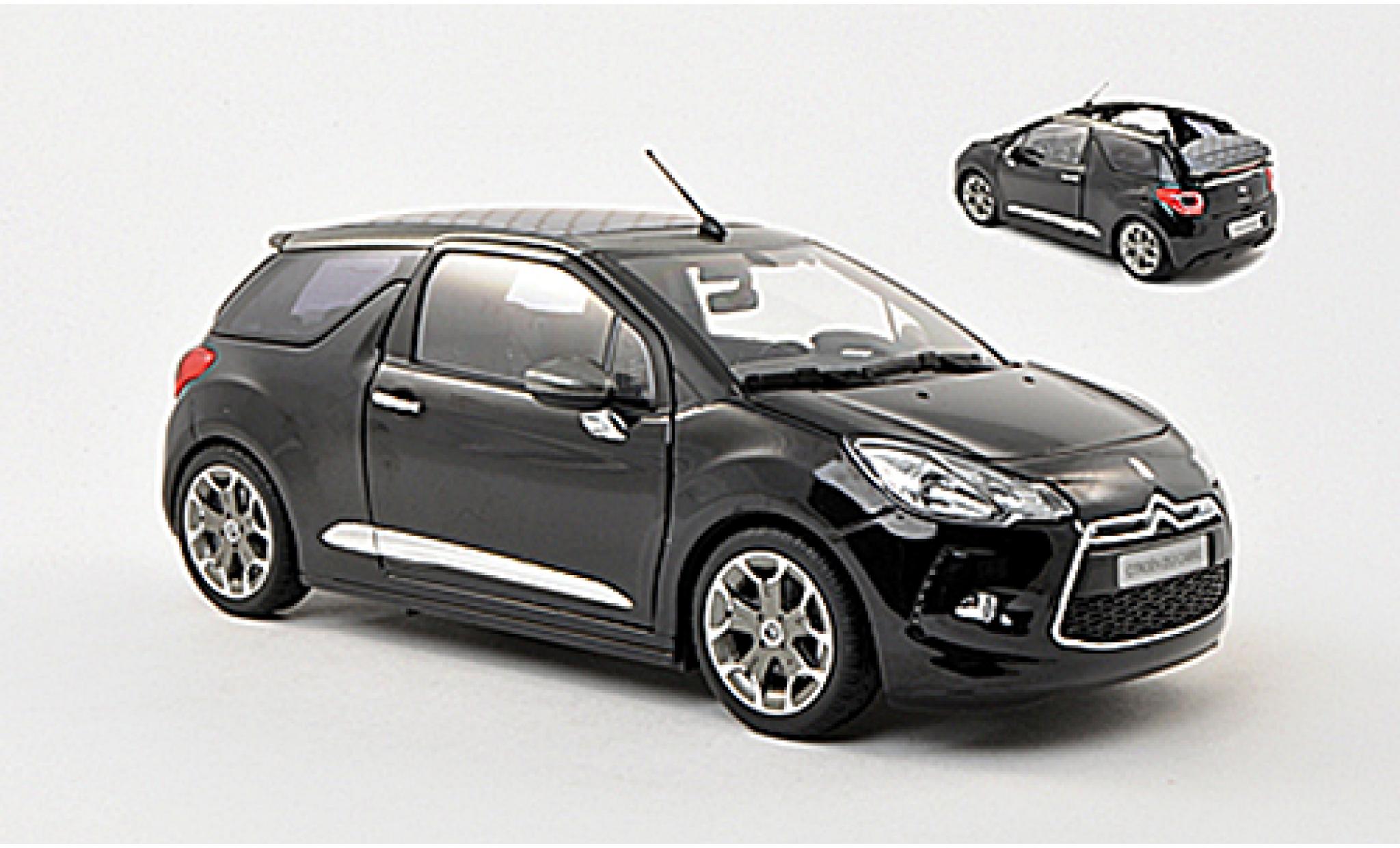 DS Automobiles DS3 1/18 Norev Citroen Cabrio zwart 2013 Verdeck in 3 Positionen darstellbar modelauto