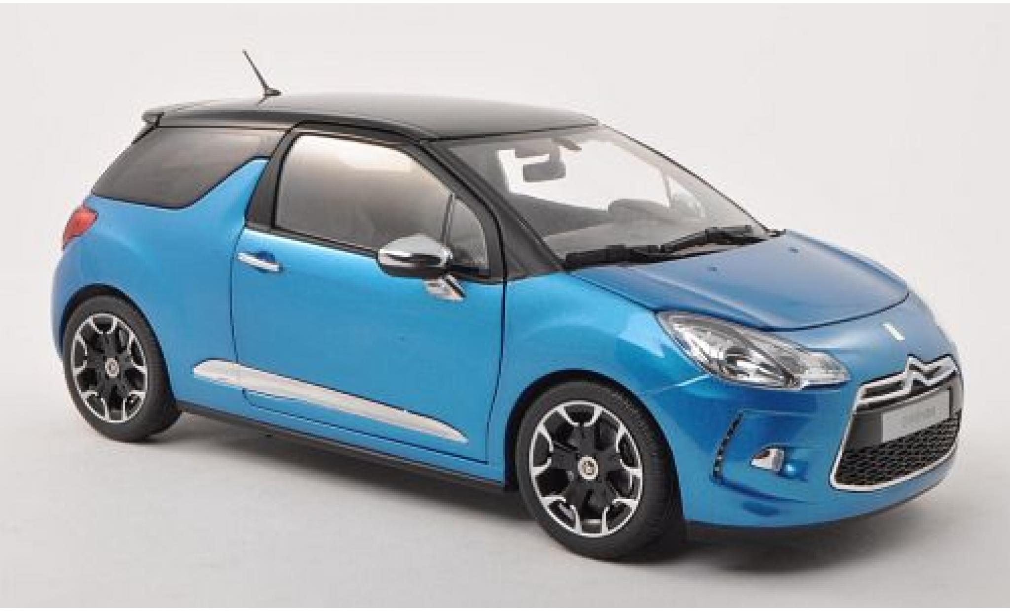 DS Automobiles DS3 1/18 Norev Citroen metallic blauw/metallic zwart 2011 modelauto