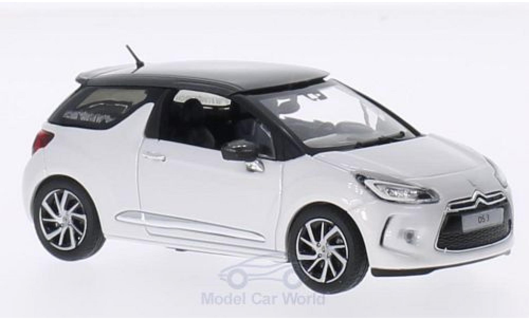 DS Automobiles DS3 1/43 Norev Citroen wit/metallic grijs 2014 modelauto