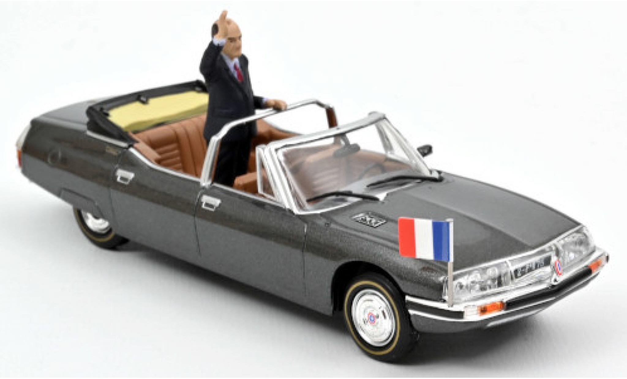 Citroen SM 1/43 Norev Presidentielle metallic grijs 1981 avec Figur: Francois Mitterand modelauto