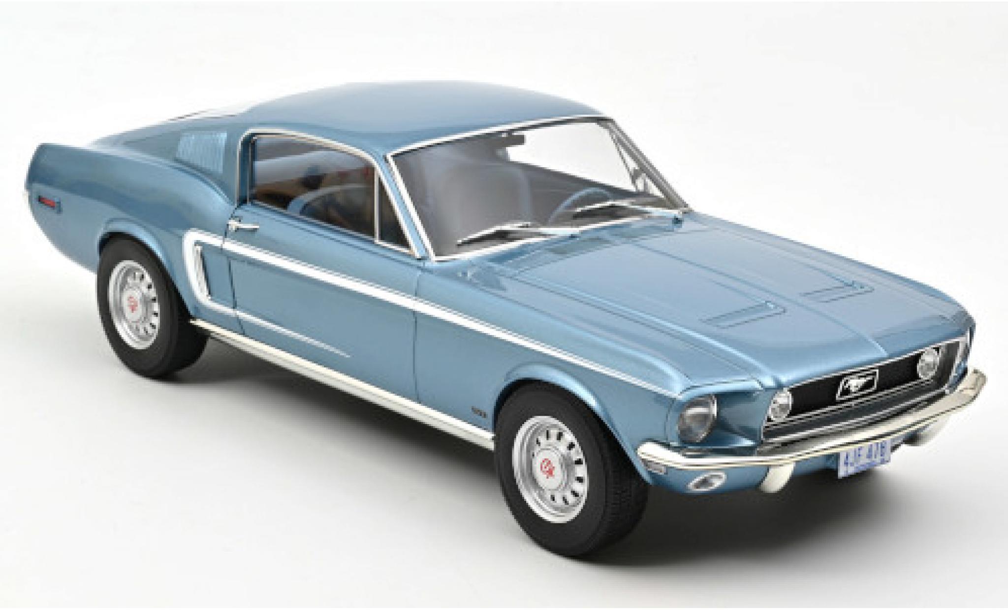 Ford Mustang 1/12 Norev Fastback GT metallic blauw 1968 modelauto