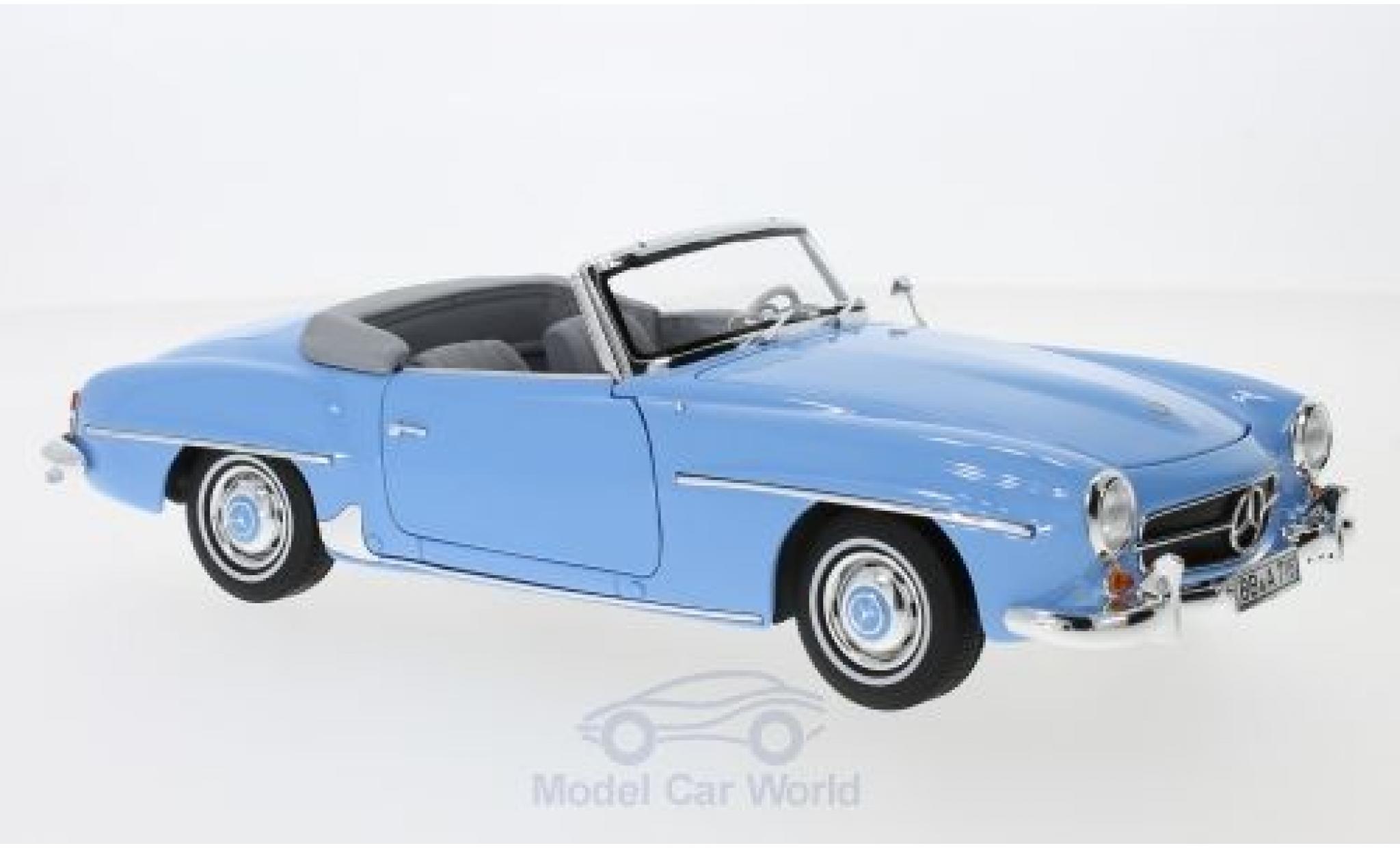 Mercedes 190 SL 1/18 Norev SL blauw 1957 SoftTop liegt ein modelauto