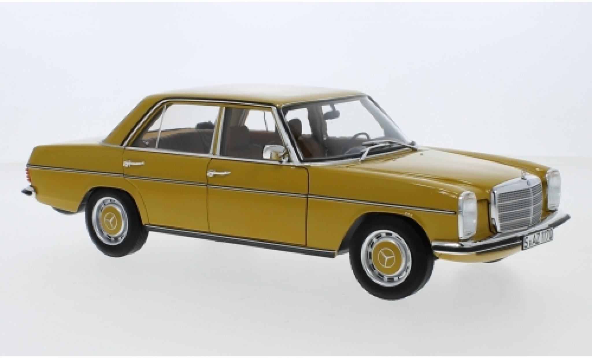 Mercedes 200 1/18 Norev /8 (W115) geel 1973 modelauto
