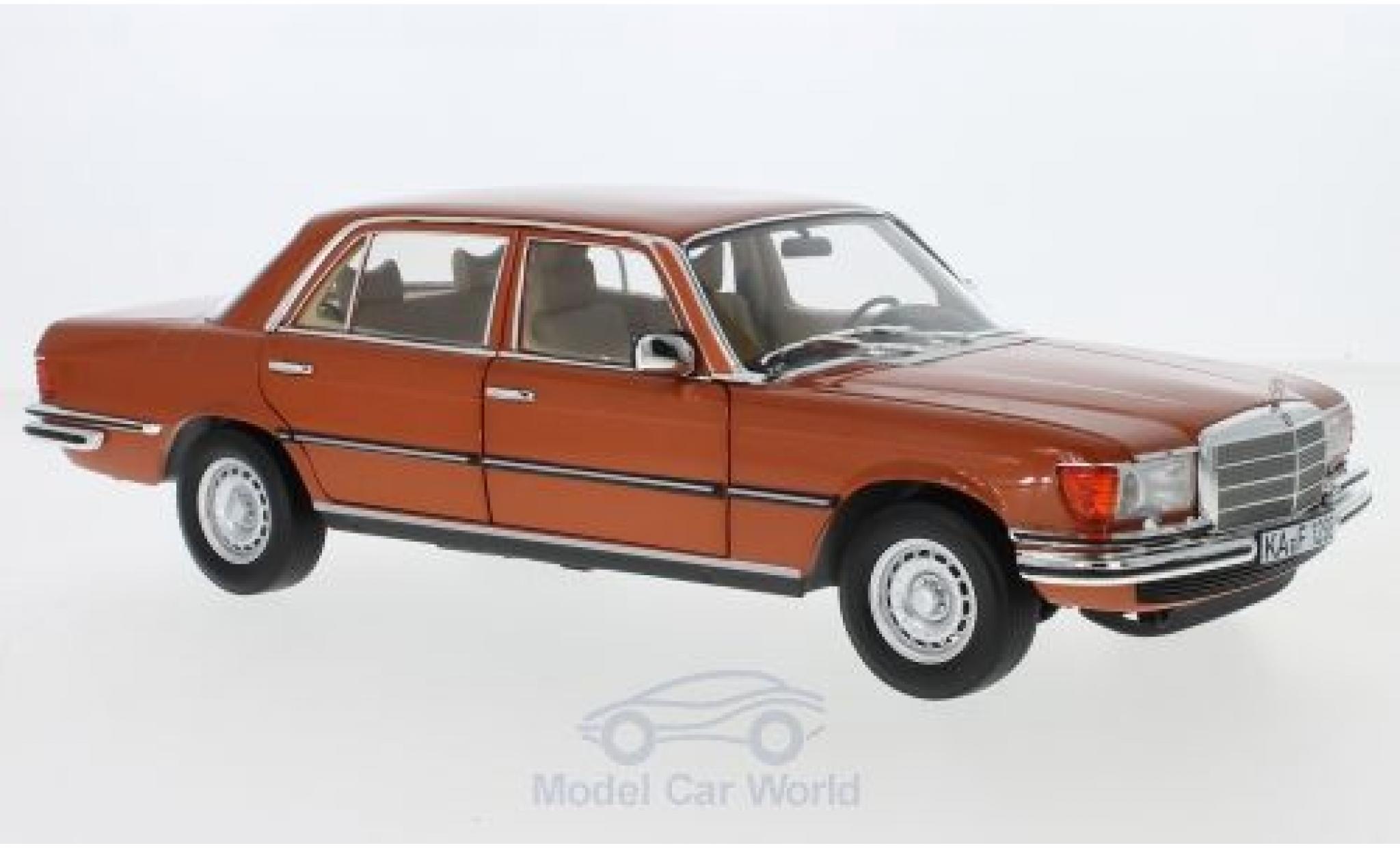 Mercedes 450 SEL 1/18 Norev SEL 6.9 (V116) metallic oranje 1976 modelauto