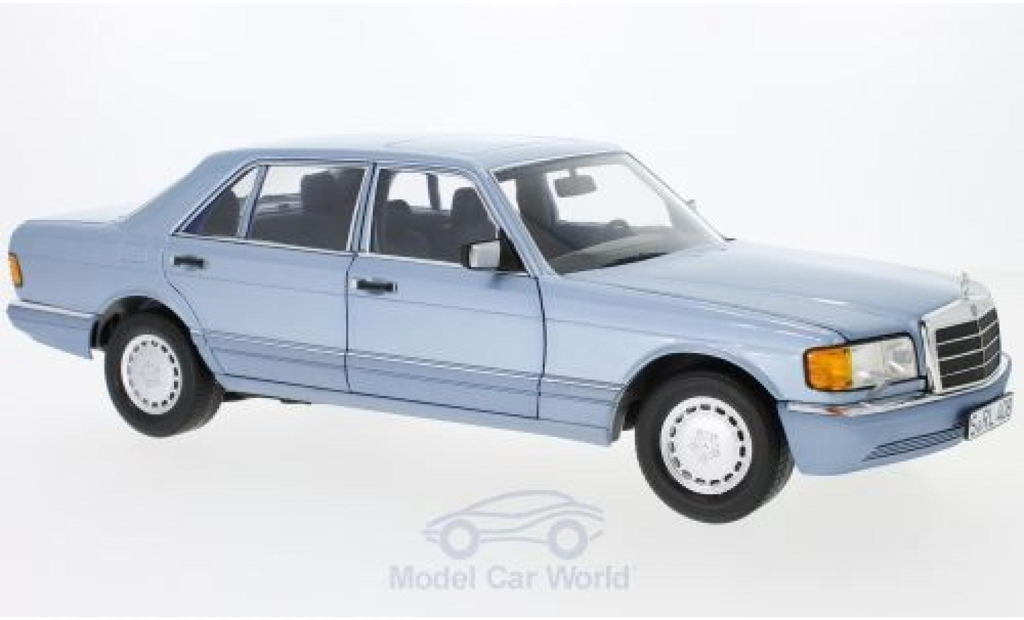 Mercedes 560 SEL 1/18 Norev SEL (W126) metallic blauw 1991 modelauto