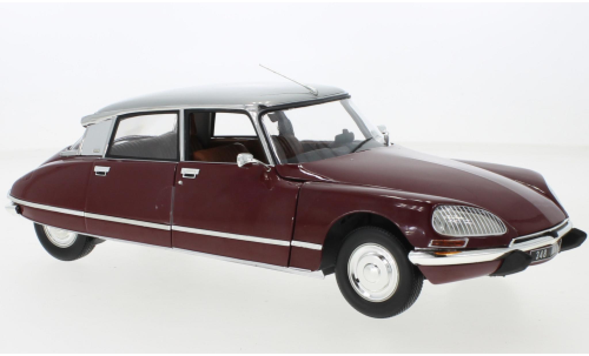 Citroen DS 1/18 Norev 23 Pallas rood fonc&eacute;/metallic grijs 1972 modelauto