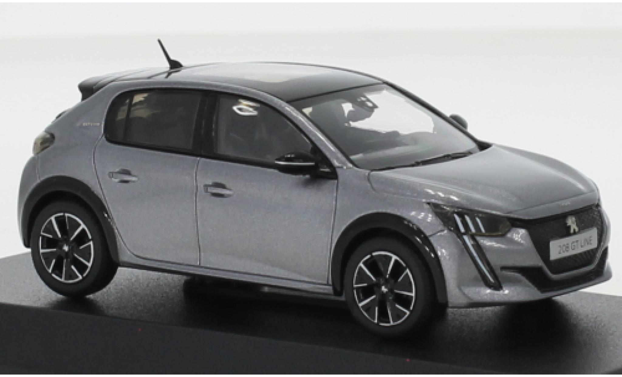 Peugeot 208 1/43 Norev GT Line metallic grijs/zwart 2019 modelauto