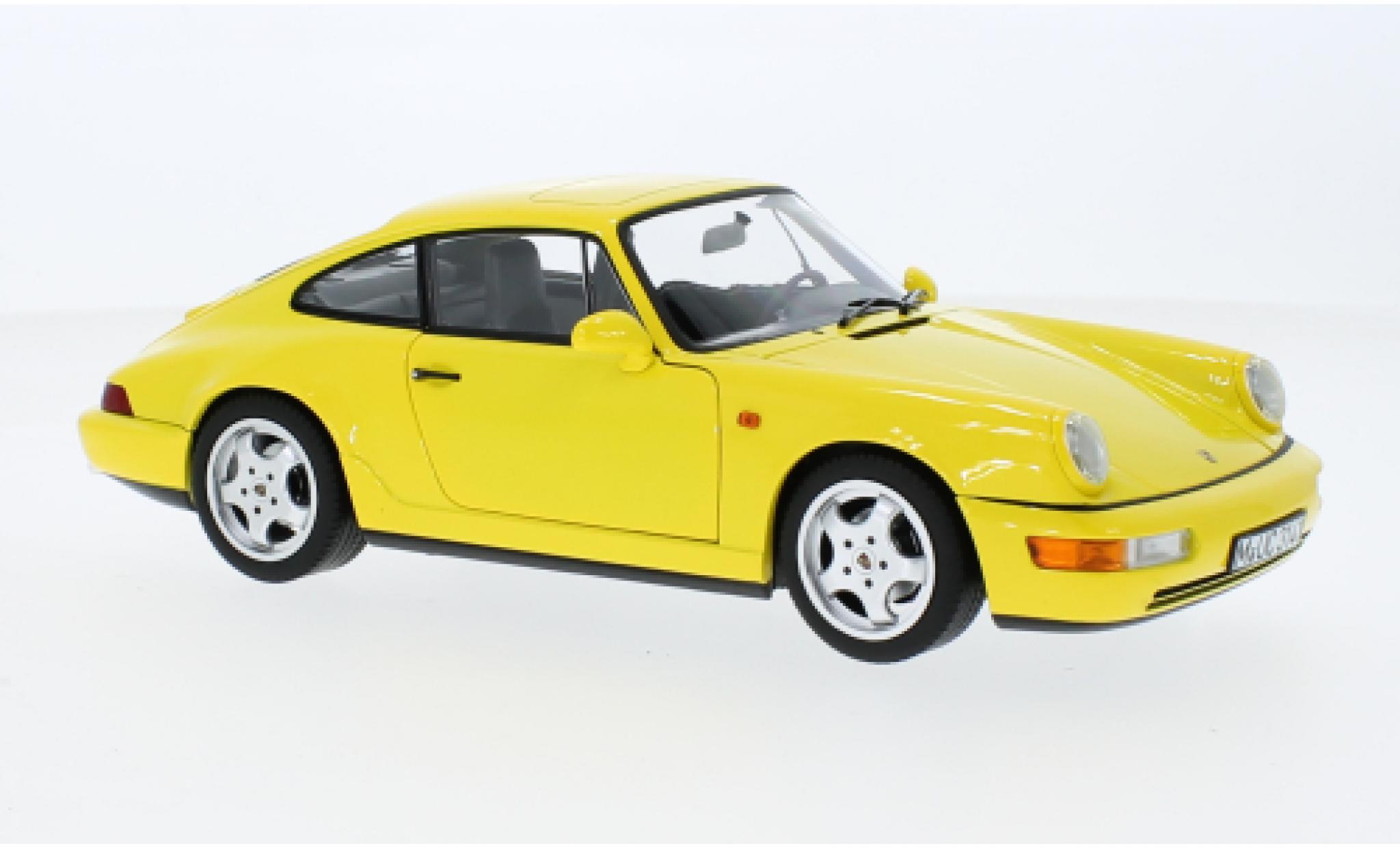 Porsche 964 1/18 Norev 911  Carrera 2 geel 1990 modelauto