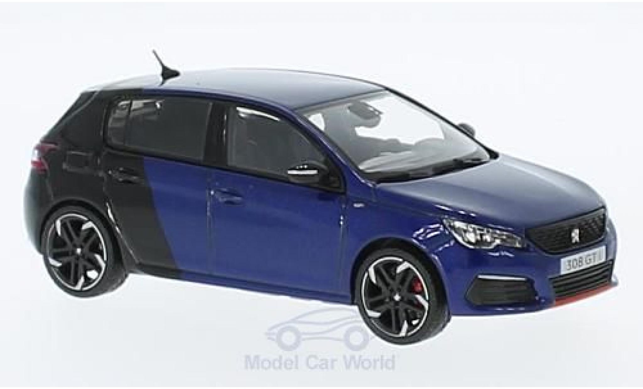 Peugeot 308 GTI 1/43 Norev GTi Coupe Franche blauw/zwart 2017 modelauto