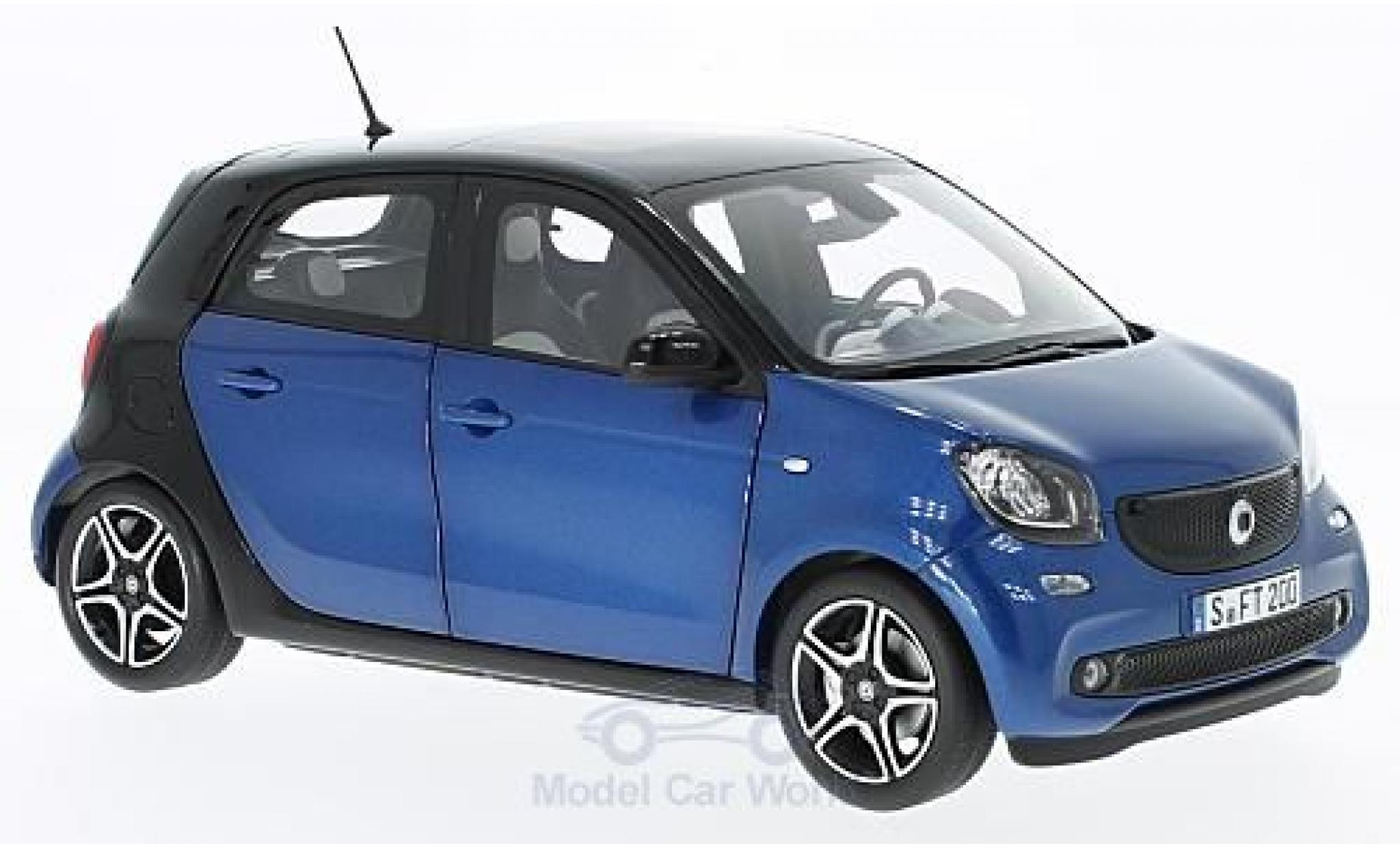 Smart ForFour 1/18 Norev forfour metallic blauw/zwart 2015 modelauto