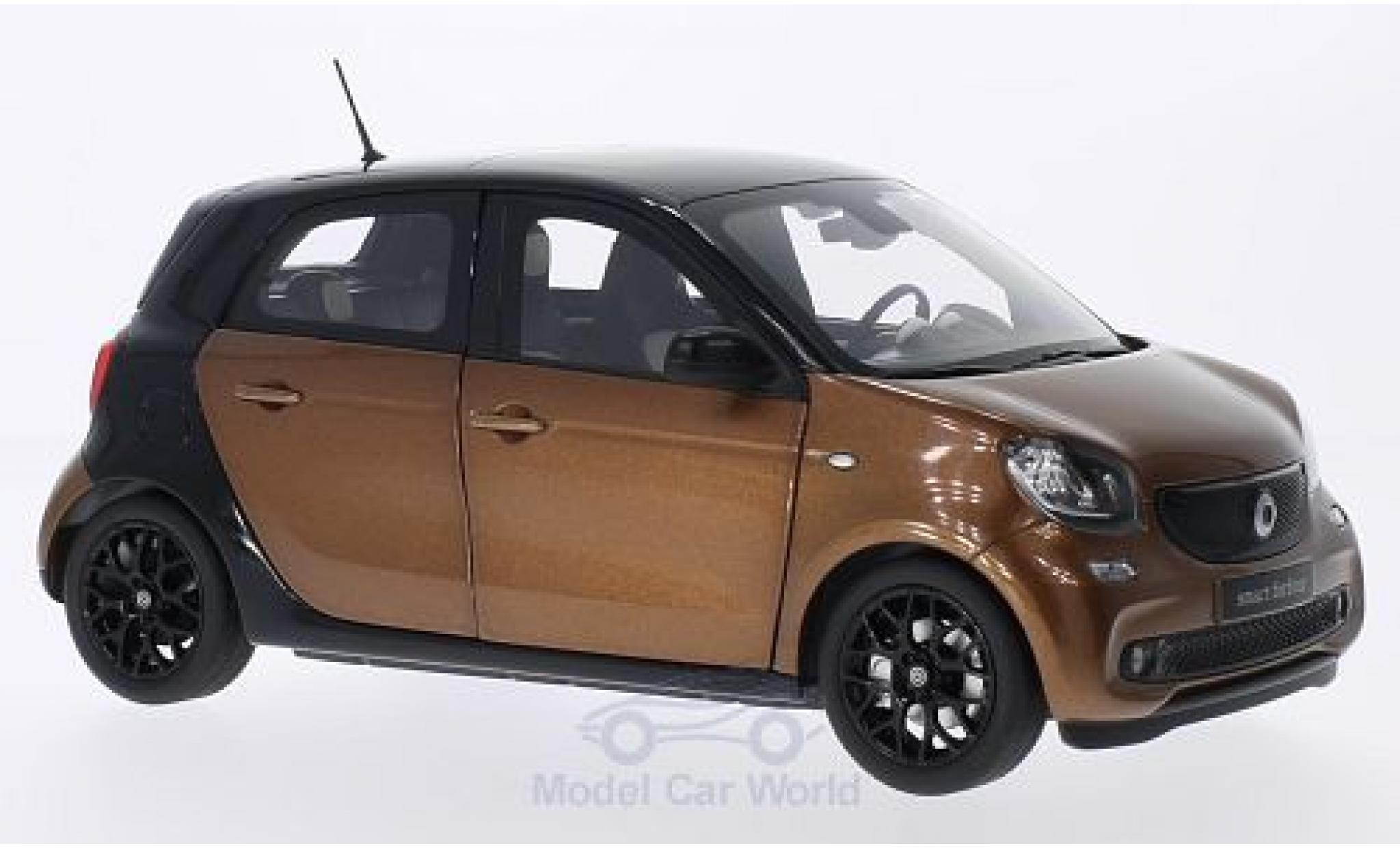 Smart ForFour 1/18 Norev Forfour metallic bronze/zwart 2014 modelauto