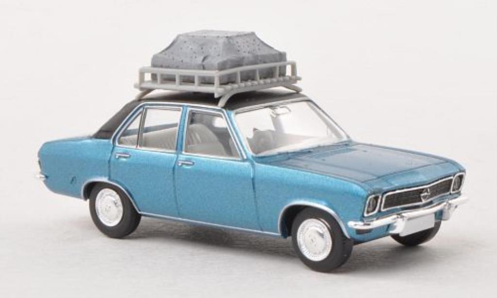 Opel Ascona A 1/87 Brekina A blauw/matt-zwart mit Dachgepack modelauto