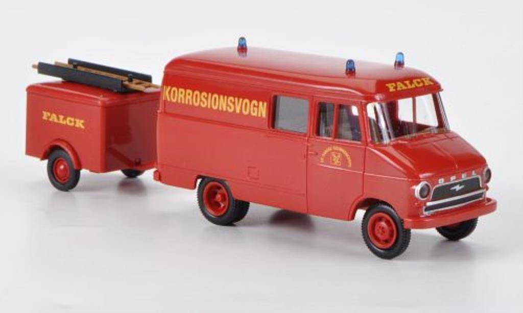 Opel Blitz 1/87 Brekina A Kasten mit Anhanger Falck Korrosionsvogn modelauto