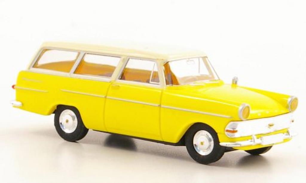 Opel Rekord 1/87 Brekina PII Caravan geel/beige modelauto