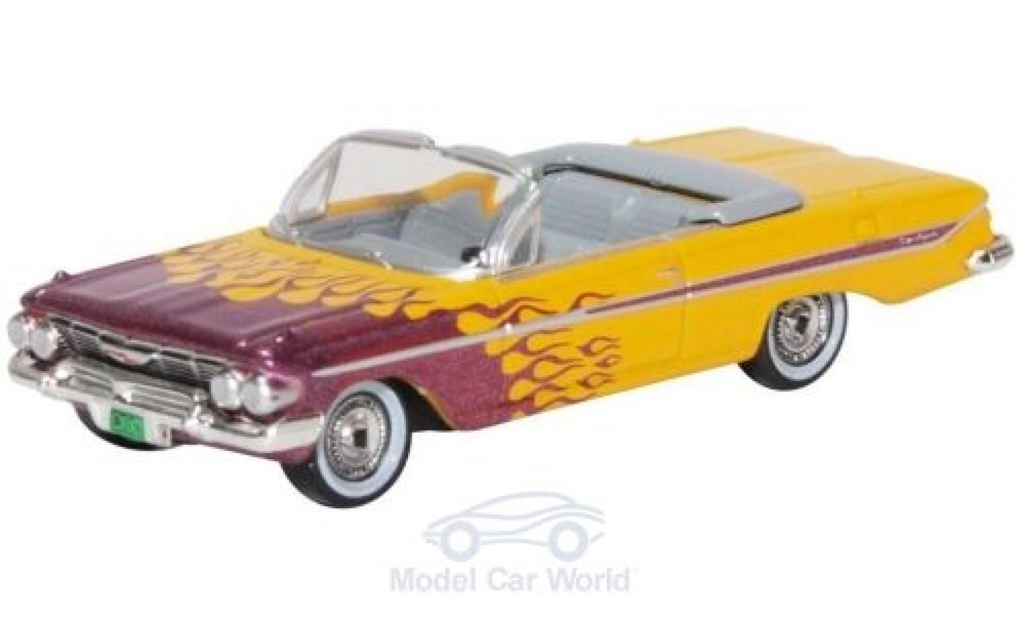 Chevrolet Impala 1/87 Oxford Cabriolet geel/metallic paarsee 1961 Hot Rod modelauto
