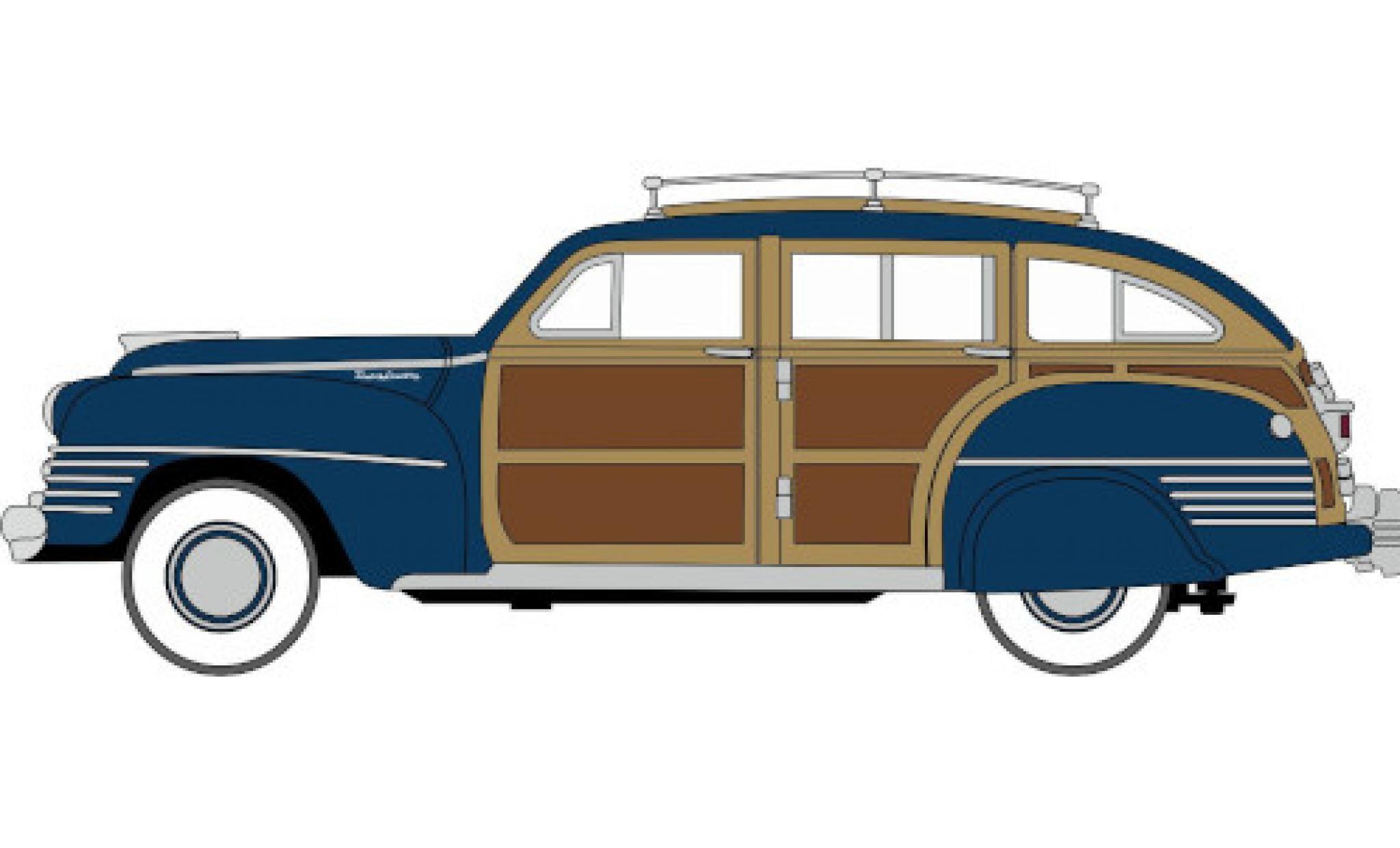 Chrysler Town & Country 1/87 Oxford Woody Wagon blauw/Holzoptik 1942 modelauto