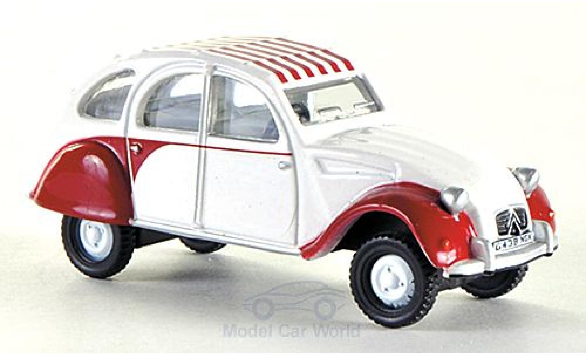 Citroen 2CV 1/76 Oxford Dolly wit/rood RHD modelauto