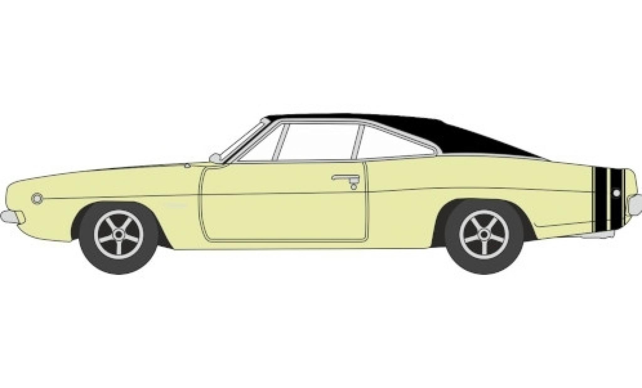 Dodge Charger 1/87 Oxford geel/zwart 1968 modelauto