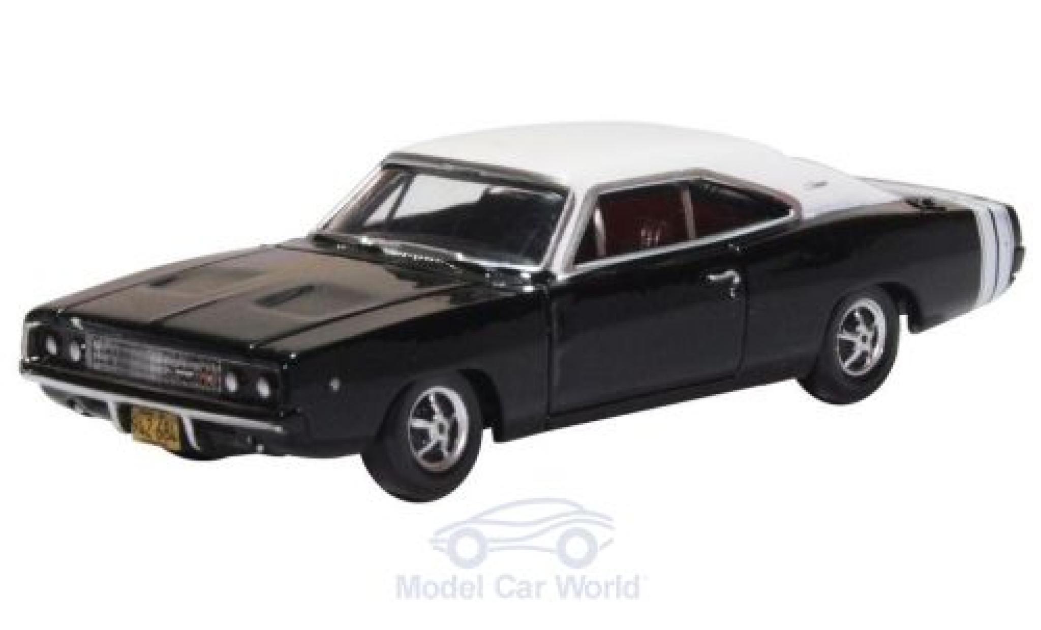Dodge Charger 1/87 Oxford zwart/wit 1968 modelauto