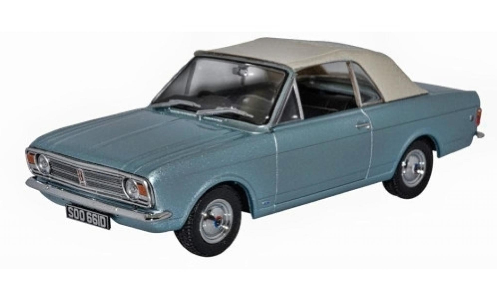 Ford Cortina 1/43 Oxford MKII Crayford Cabriolet metallic blauw/wit RHD modelauto