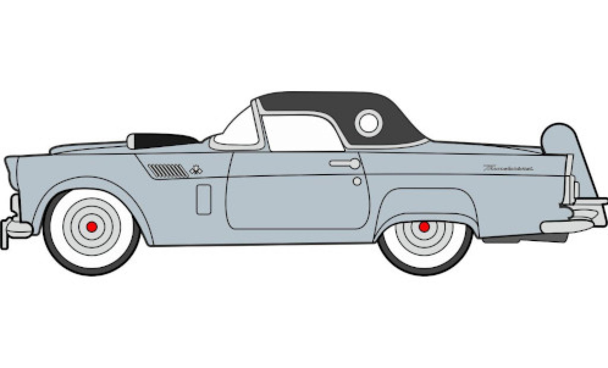 Ford Thunderbird 1/87 Oxford metallic grijs/zwart 1956 modelauto