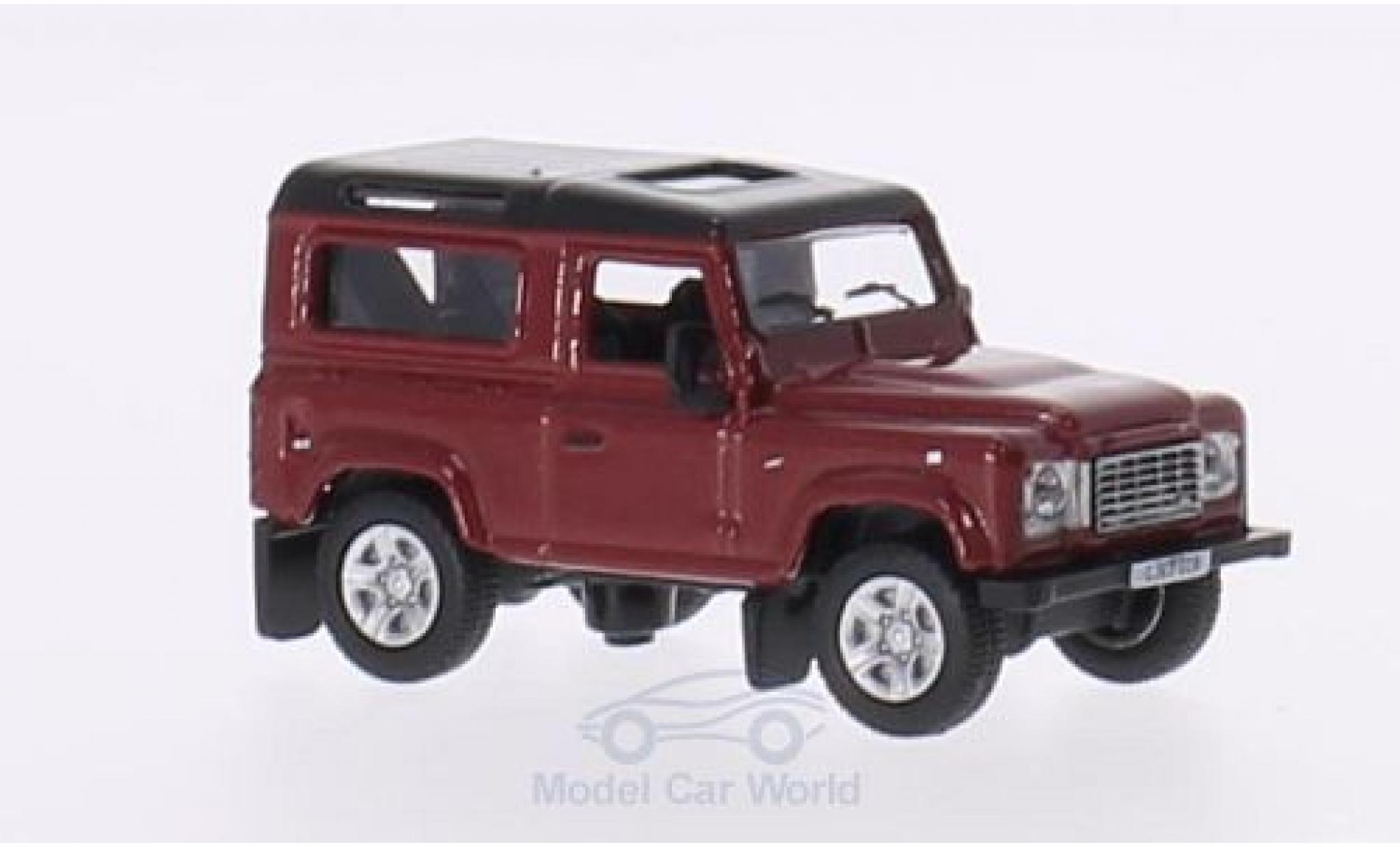 Land Rover Defender 1/76 Oxford 90 metallic rood/metallic zwart RHD Station Wagon modelauto