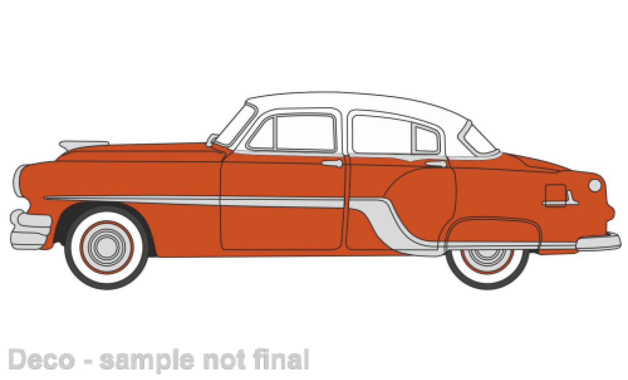 Pontiac Chieftain 1/87 Oxford rood/wit 1954 modelauto