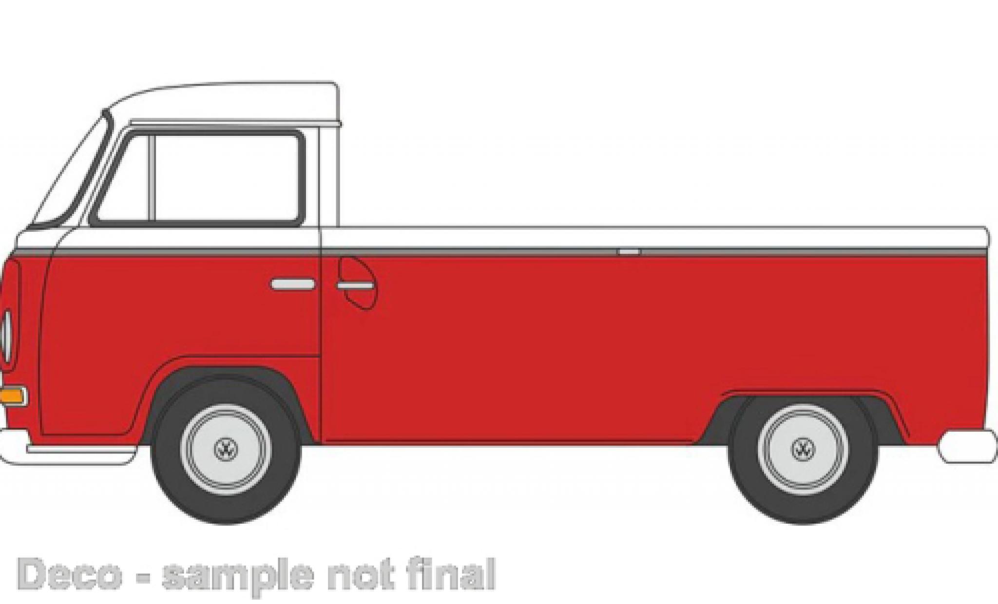 Volkswagen T2 1/76 Oxford Pick Up rood/wit modelauto