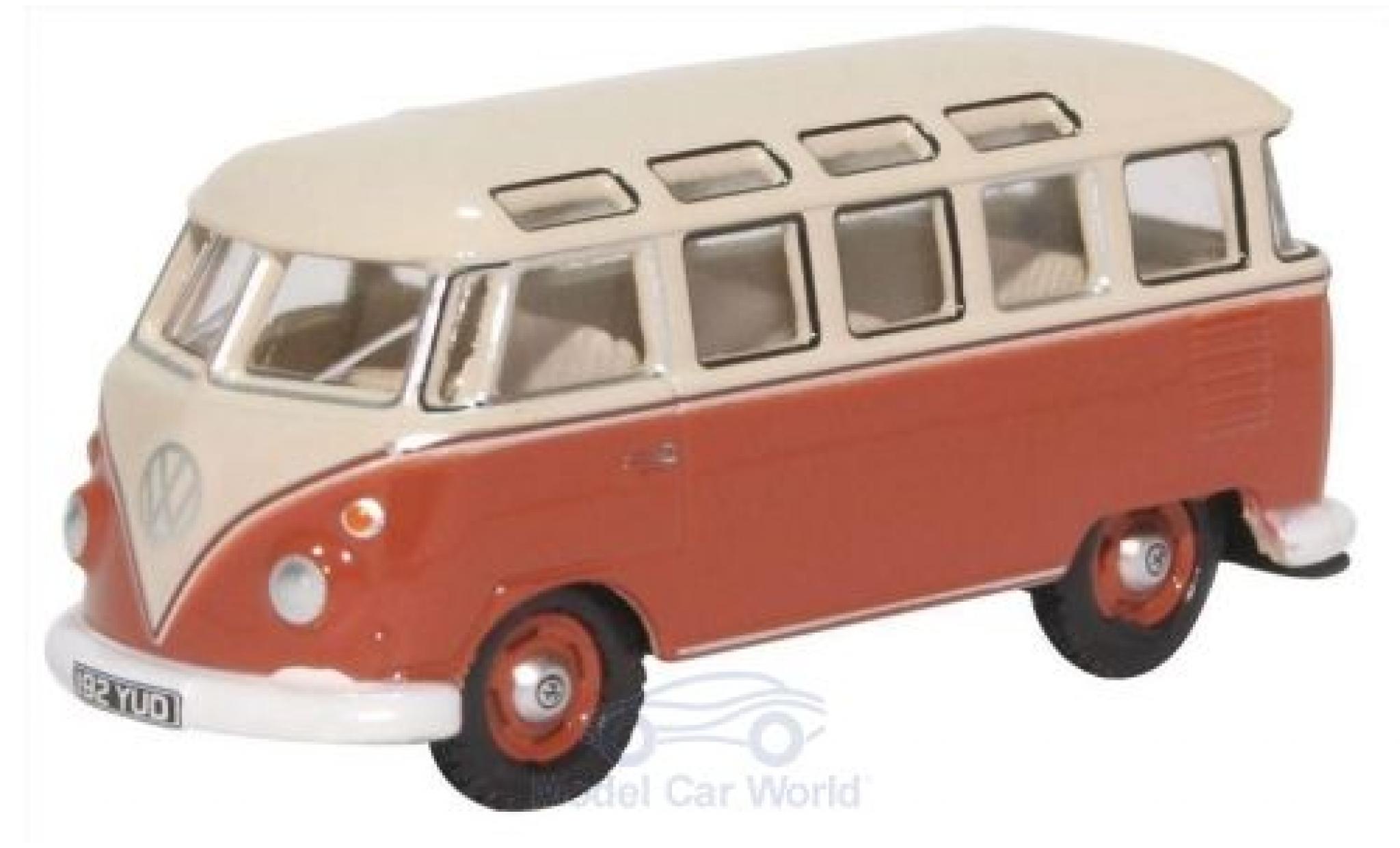 Volkswagen T1 1/76 Oxford Samba Bus rood/beige modelauto
