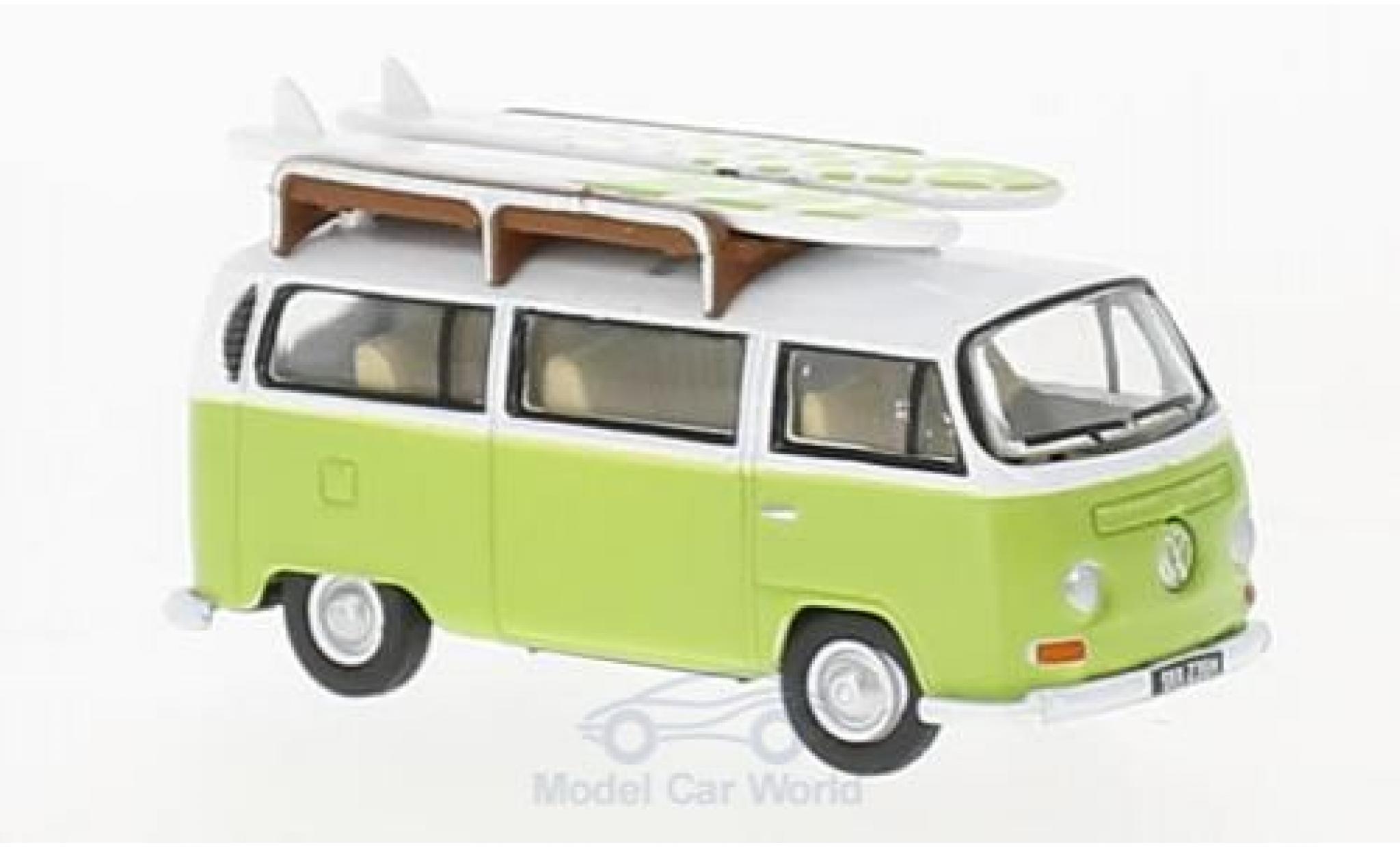 Volkswagen T2 B 1/76 Oxford Bay Window Camper groen/wit mit Surfboards modelauto