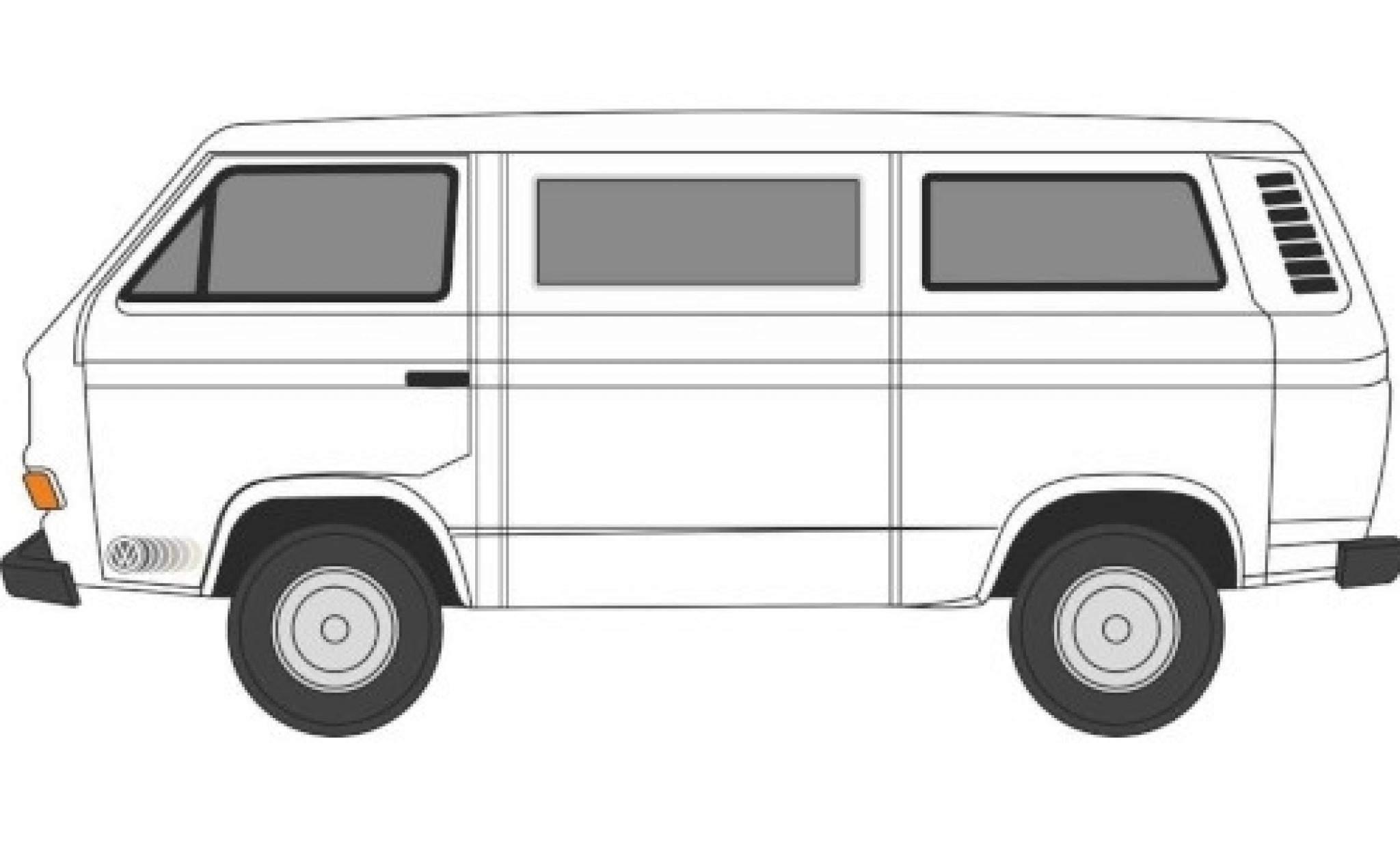 Volkswagen T3 1/76 Oxford wit/Dekor RHD modelauto