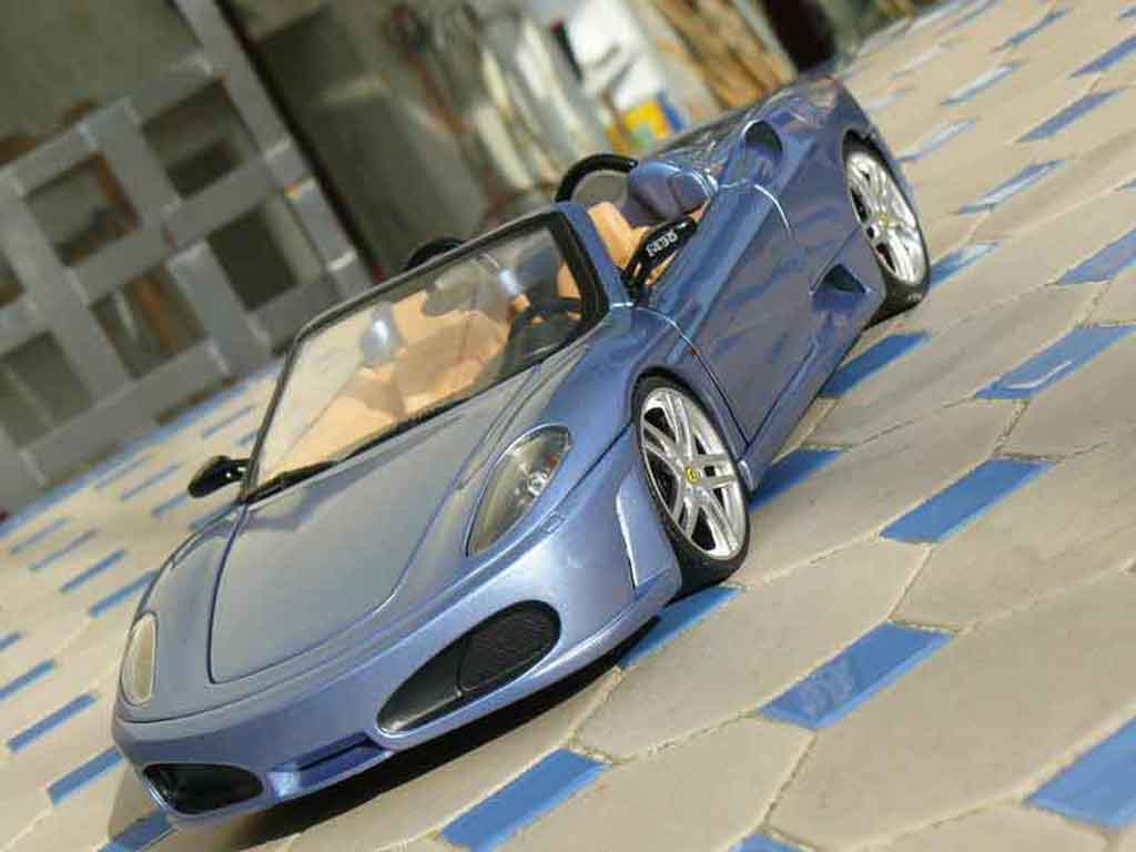 Ferrari F430 spider 1/18 Hot Wheels spider blauw metallized modelauto