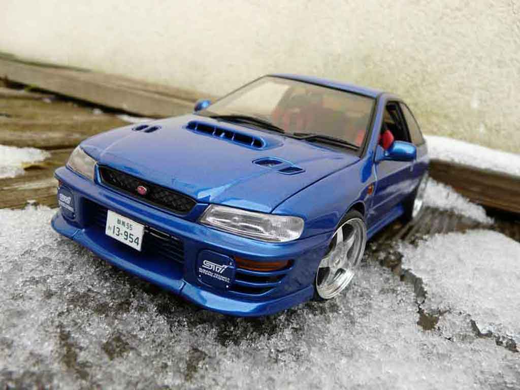 Subaru Impreza Type R gt turbo sti blauw 1/18 Autoart