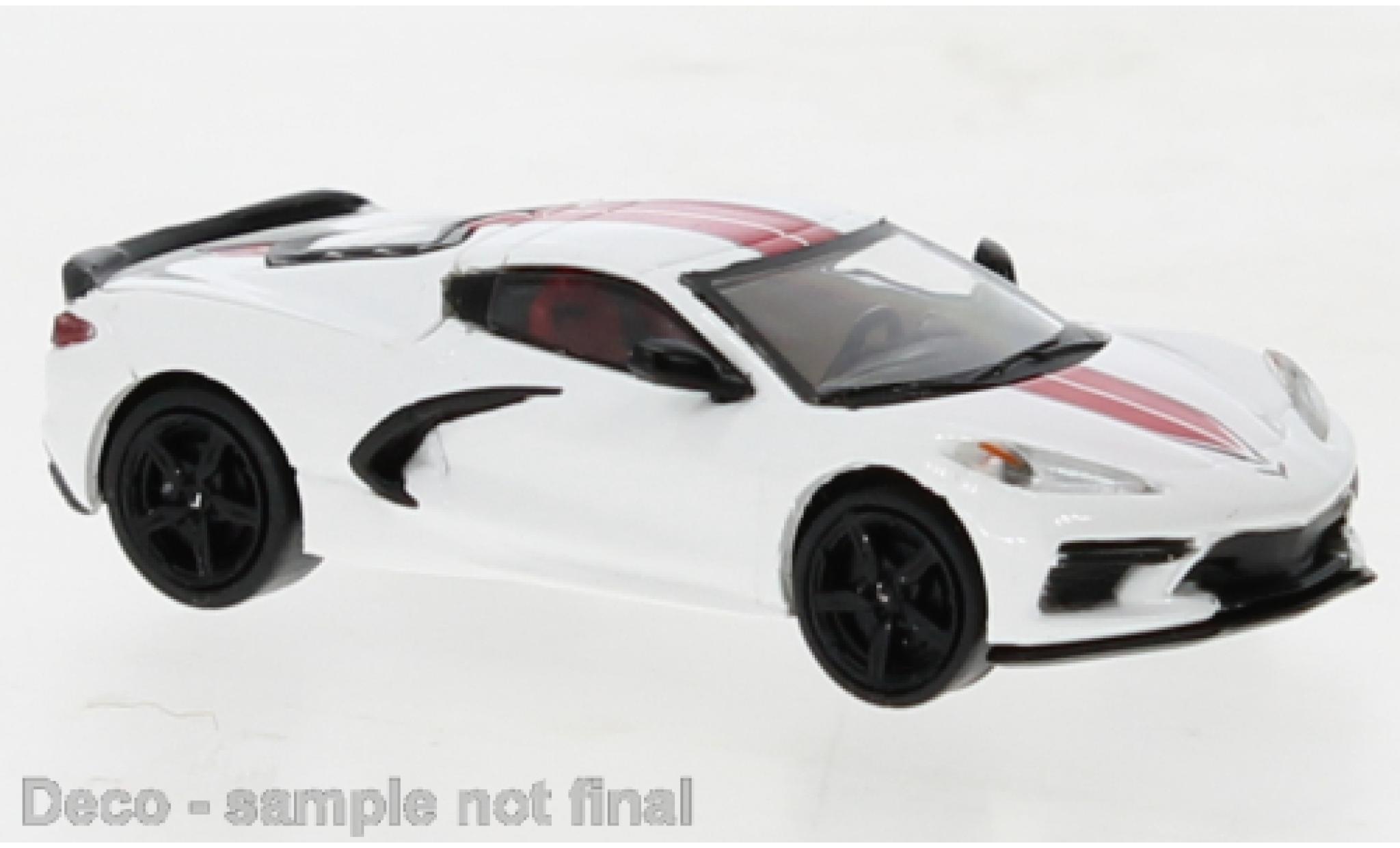 Chevrolet Corvette 1/87 PCX87 C8 wit/rood 2020 modelauto