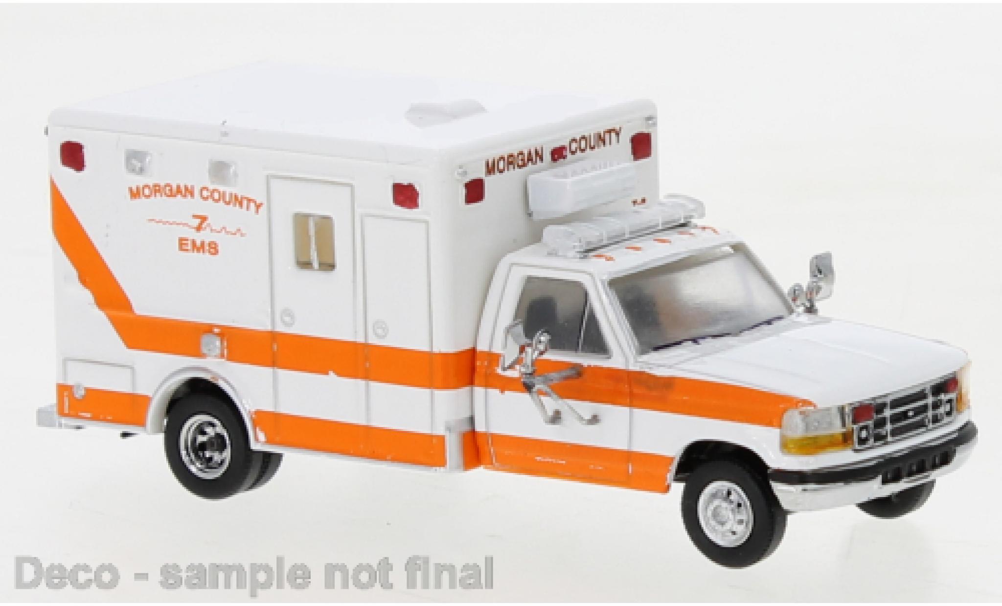 Ford F-350 1/87 PCX87 Horton Ambulance wit/oranje Morgan County 1997 modelauto