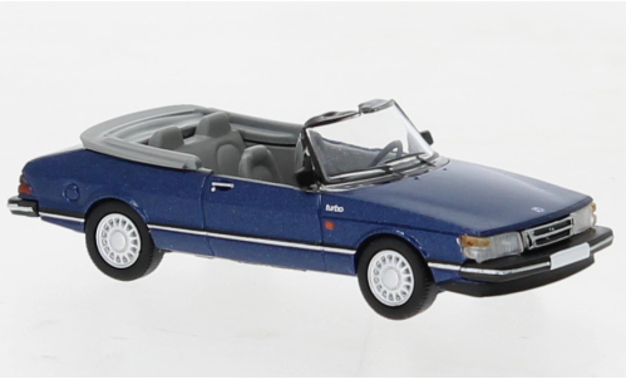 Saab 900 1/87 PCX87 cabriolet metallic blauw fonc&eacute; 1986 modelauto